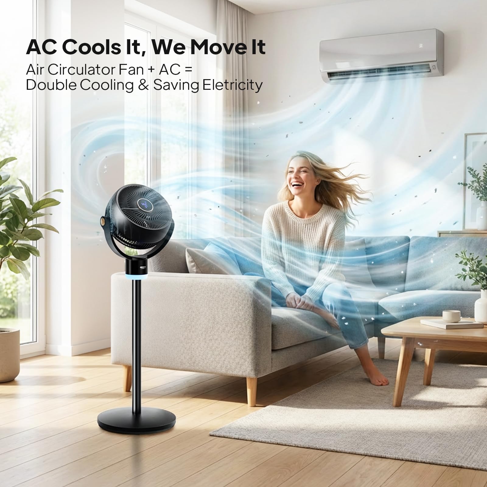 ROVSUN 40" 40W 110V Industrial Pedestal Fan Black