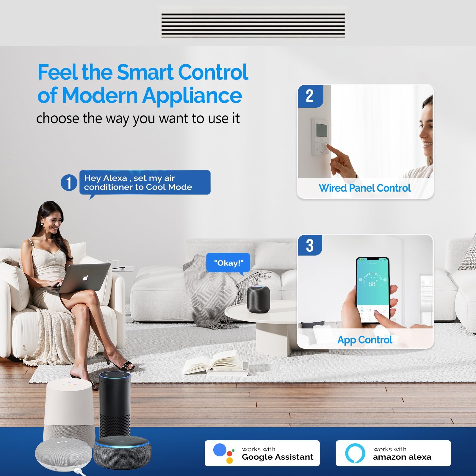 ROVSUN 9,500 BTU 24 SEER2 230V Ceiling Concealed Ducted Air Conditioner with Heat Pump & Install Kit