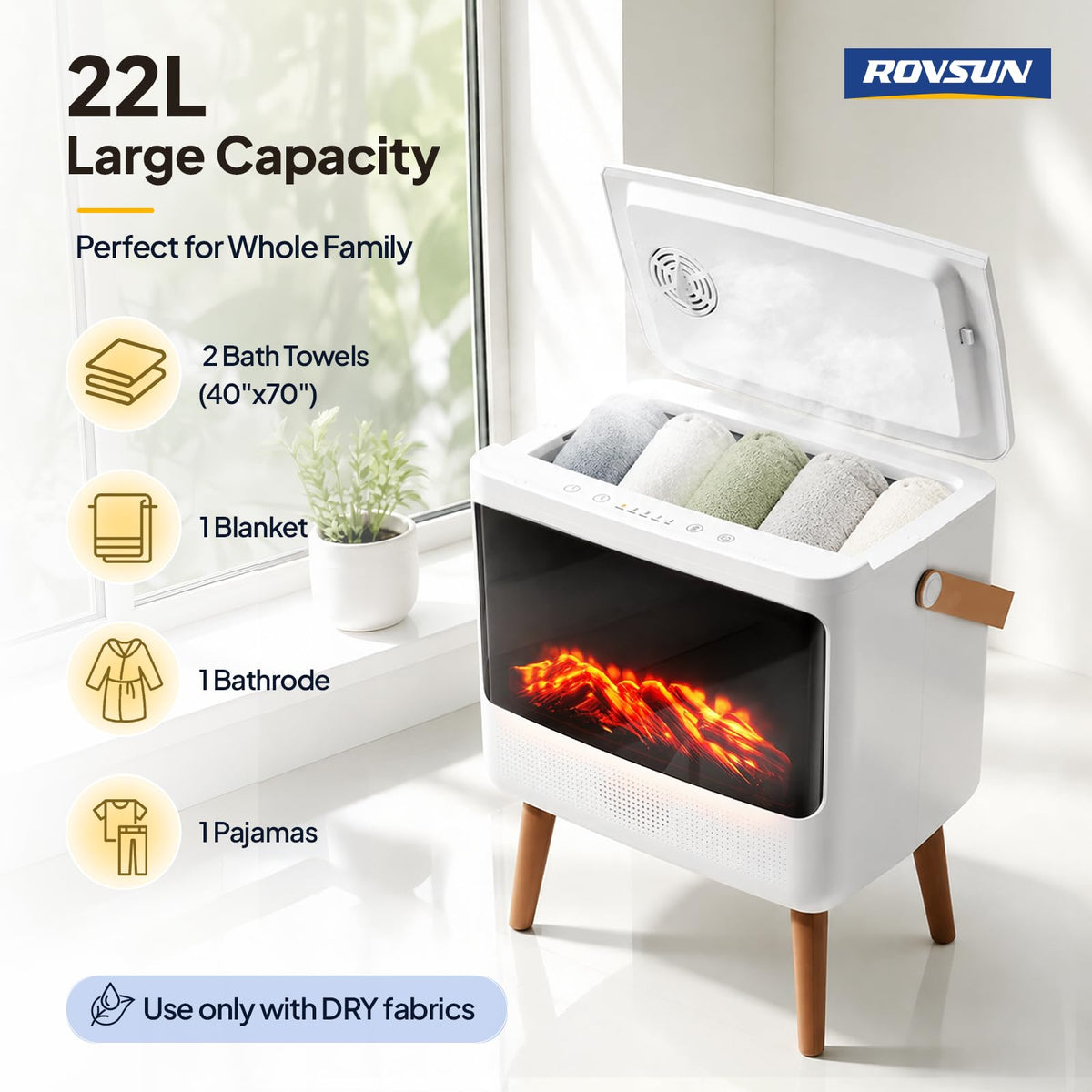 ROVSUN 22L Luxury Heated Towel Warmers with Remote Control