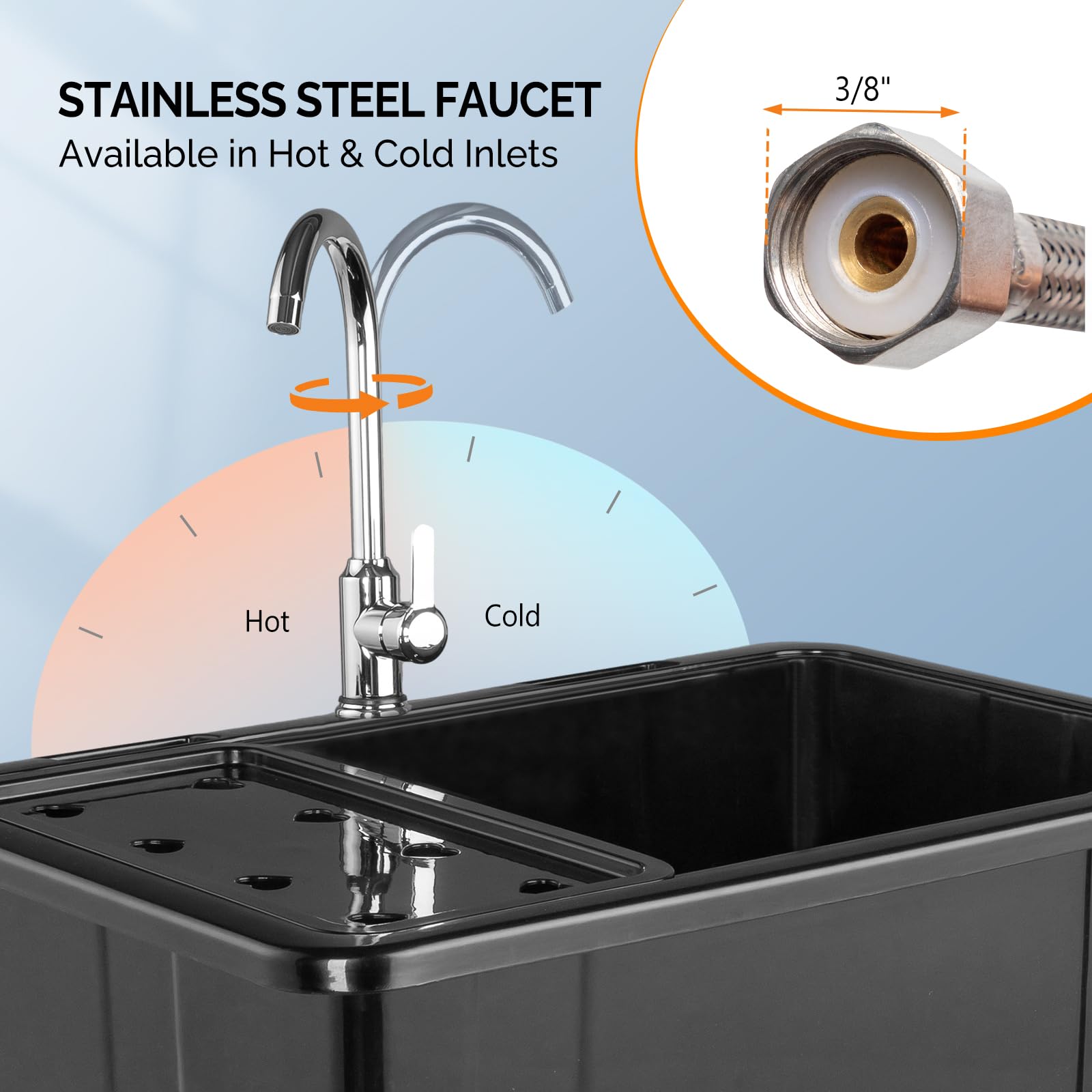 ROVSUN 32" x 22" Utility Sink Laundry Tub with Faucet & Shelf & Drainboard Black