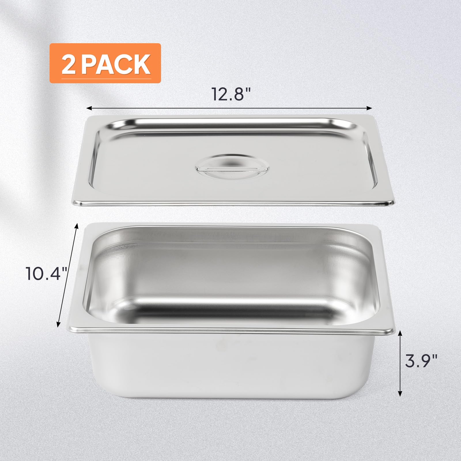 ROVSUN 2-Pack 1/2 Half Size Steam Table Pan with Lid