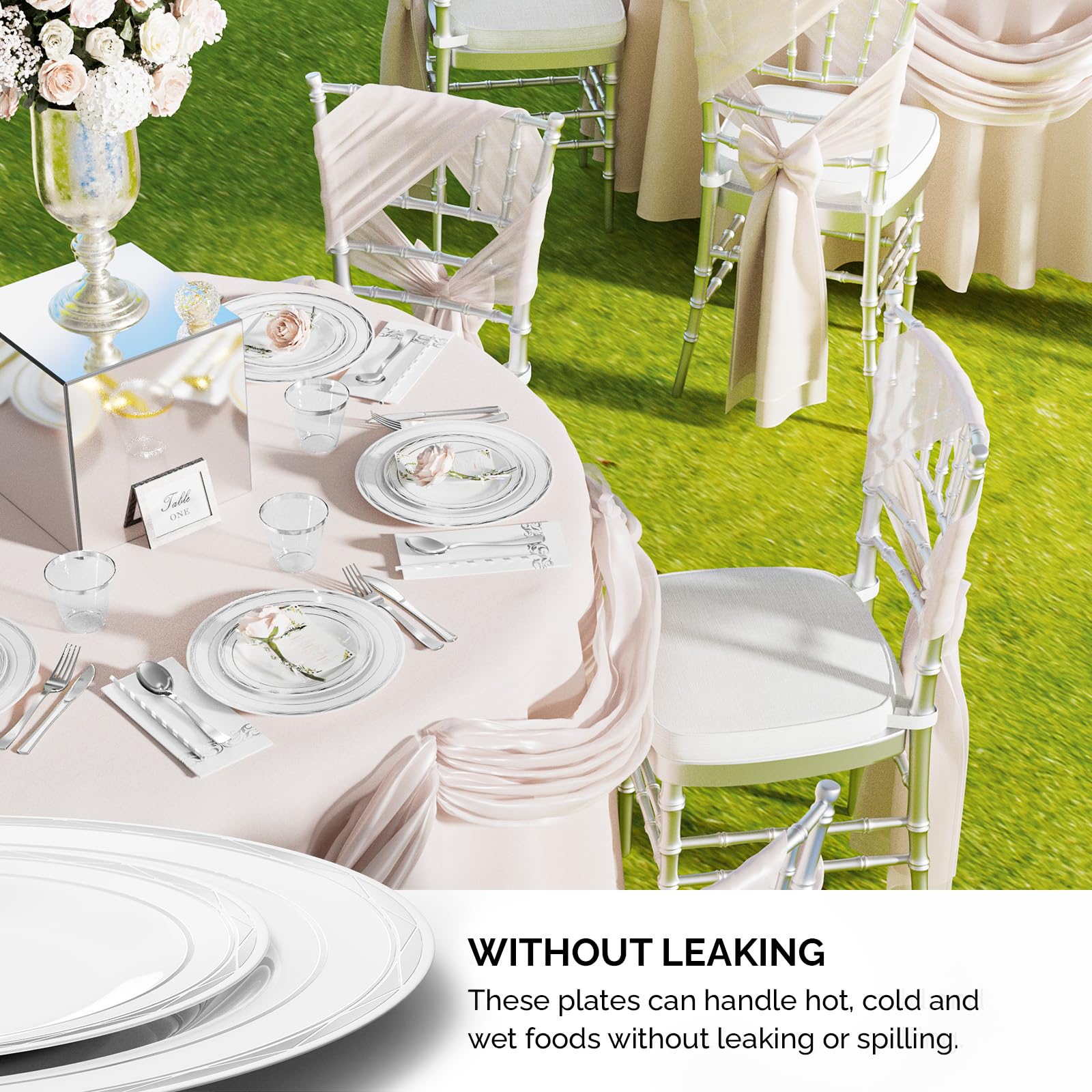ROVSUN 800 Pieces Disposable Plastic Dinnerware Set Silver