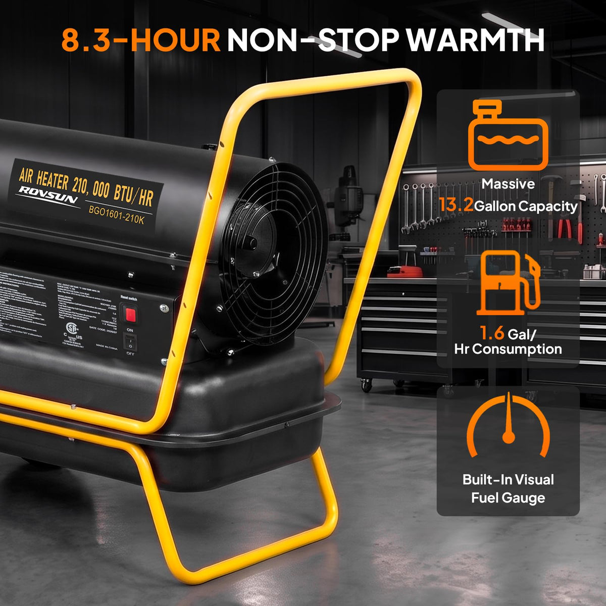 ROVSUN 210000 BTU Kerosene Forced Air Heater Portable Torpedo Diesel Space Heater