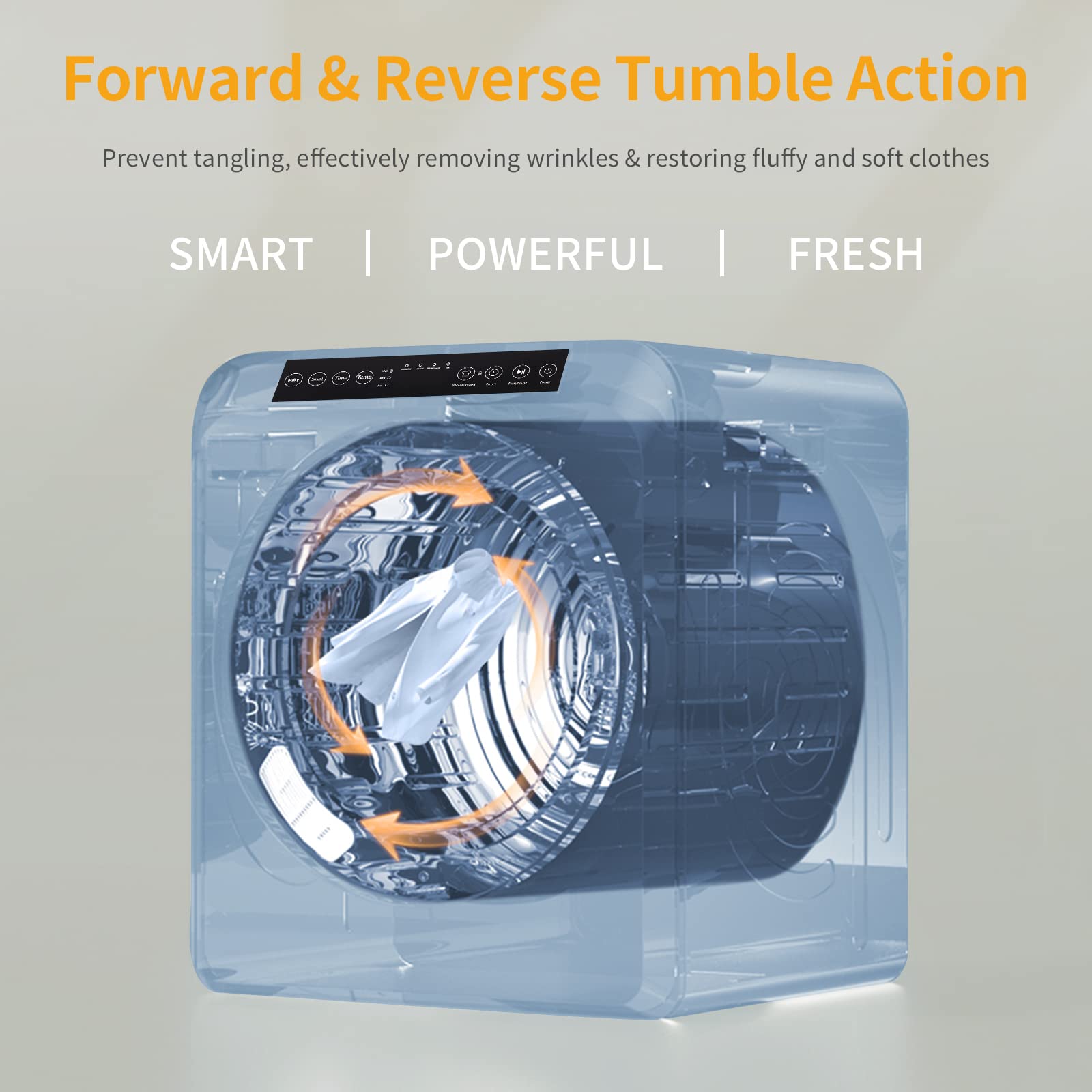 ROVSUN 3.5 Cu.Ft. 1,300W 110V Tumble Clothes Dryer with LED Touch Screen White