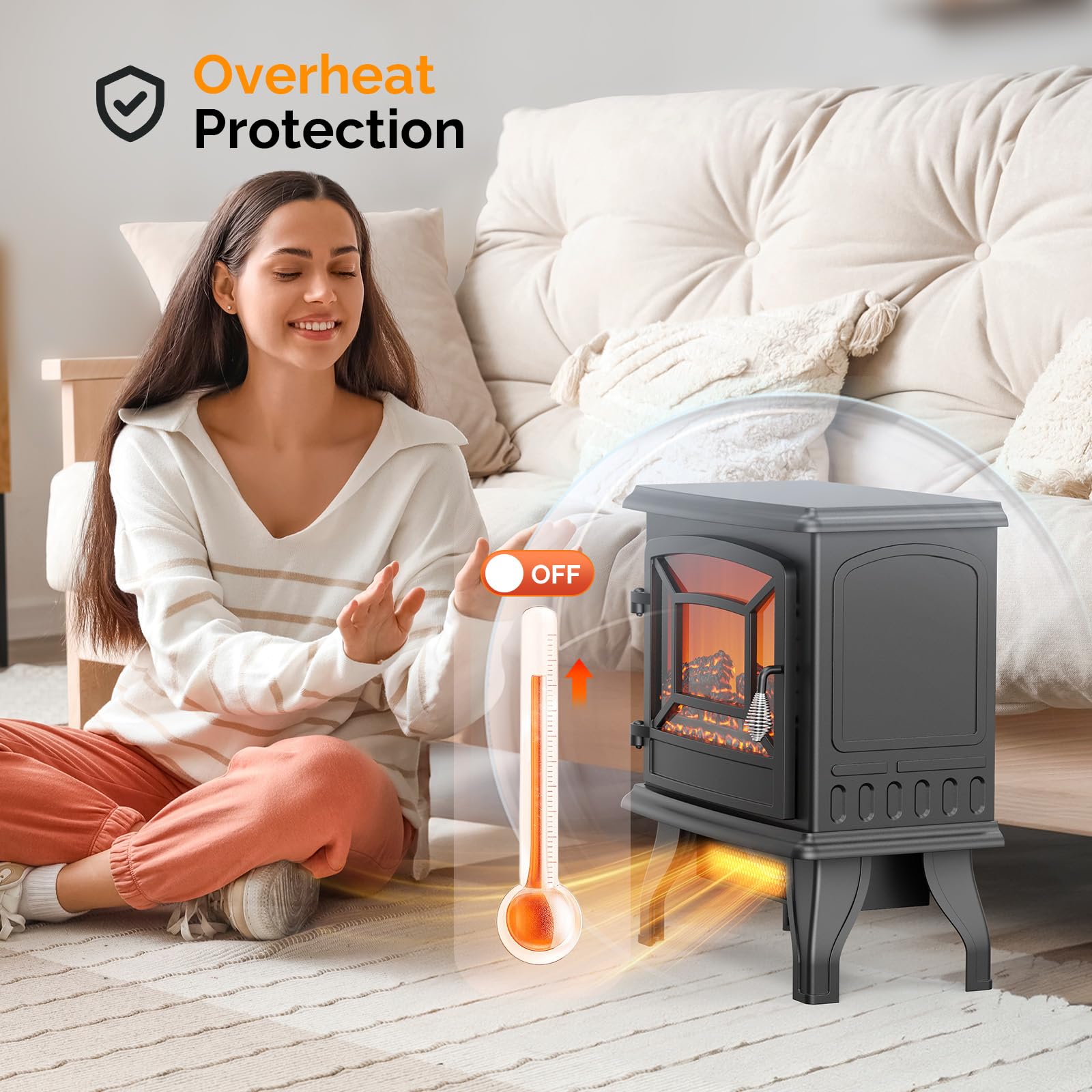 ROVSUN 17" x 20" 1400W 120V Electric Fireplace Stove