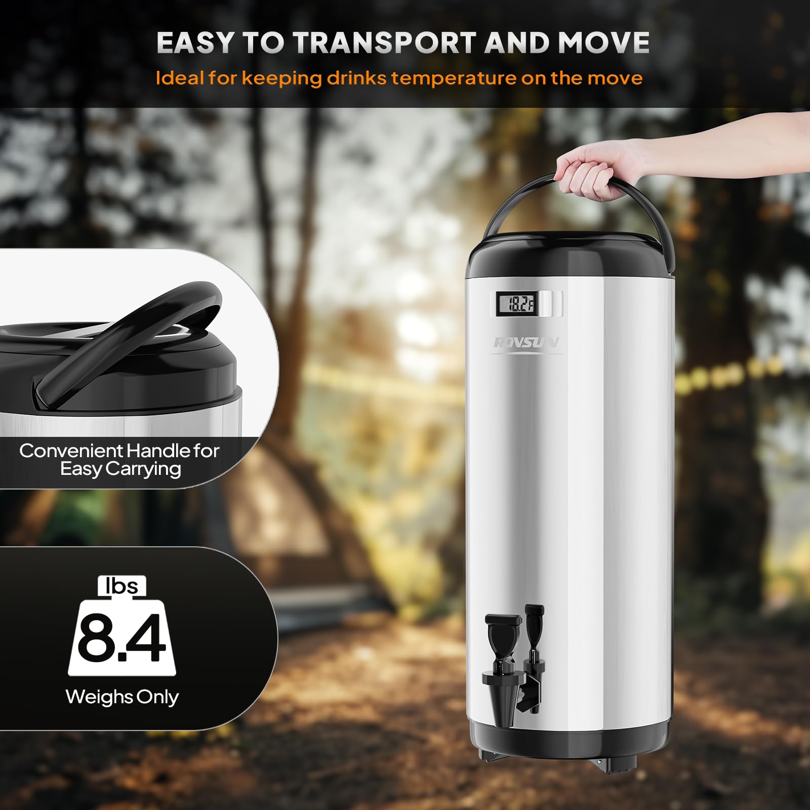 ROVSUN 4.8 Gallon Stainless Steel Insulated Beverage Dispenser Silver