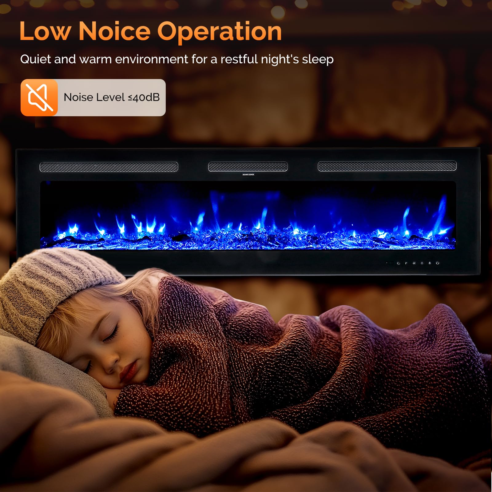 ROVSUN 60'' 1500W 120V 3-in-1 Electric Fireplace with Remote & APP
