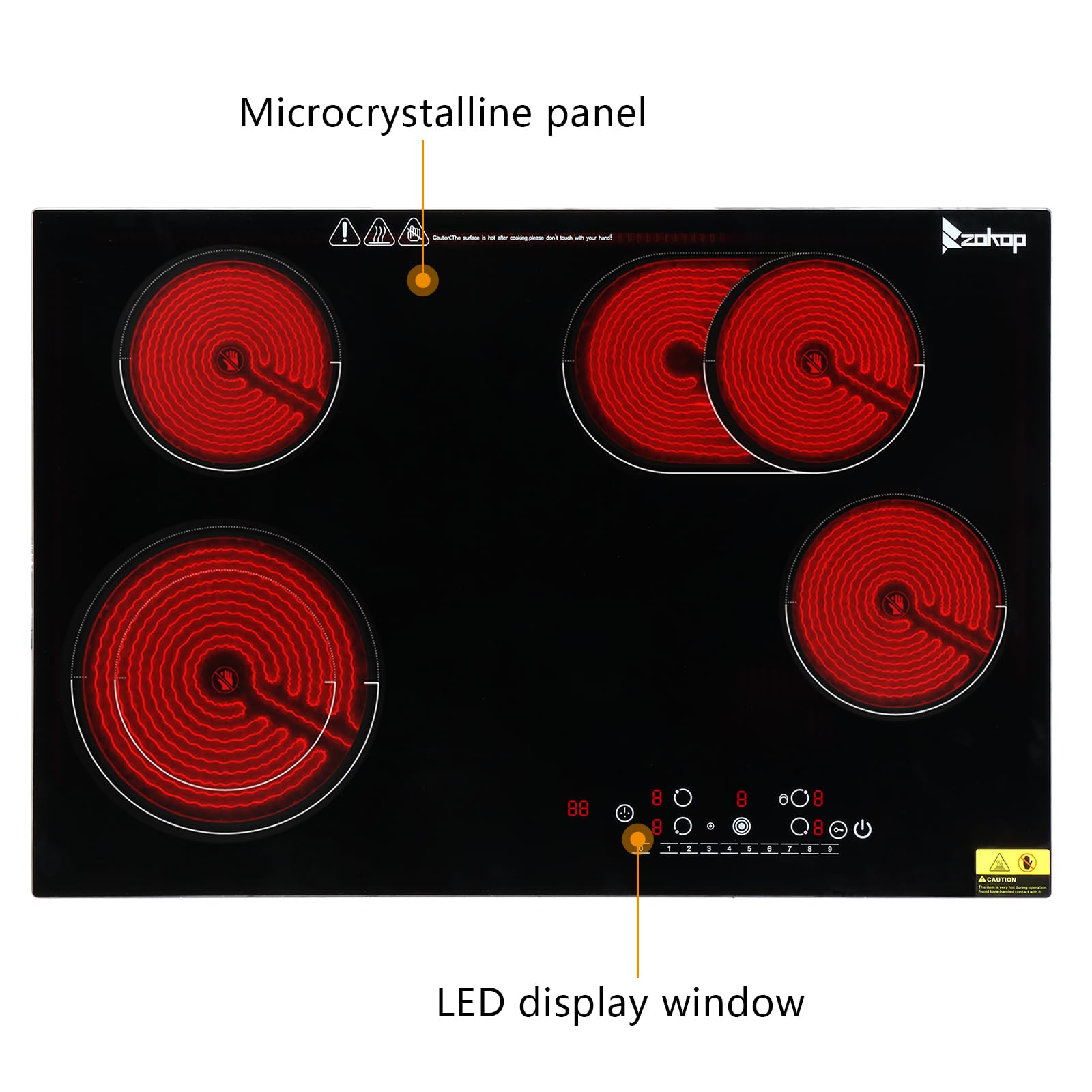 30" 4 Burners 7200W 220V Electric Ceramic Cooktop