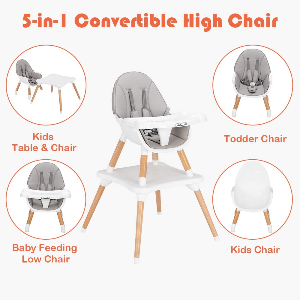 5 in 1 High Chair Baby Eat and Grow Convertible High Chair Grey