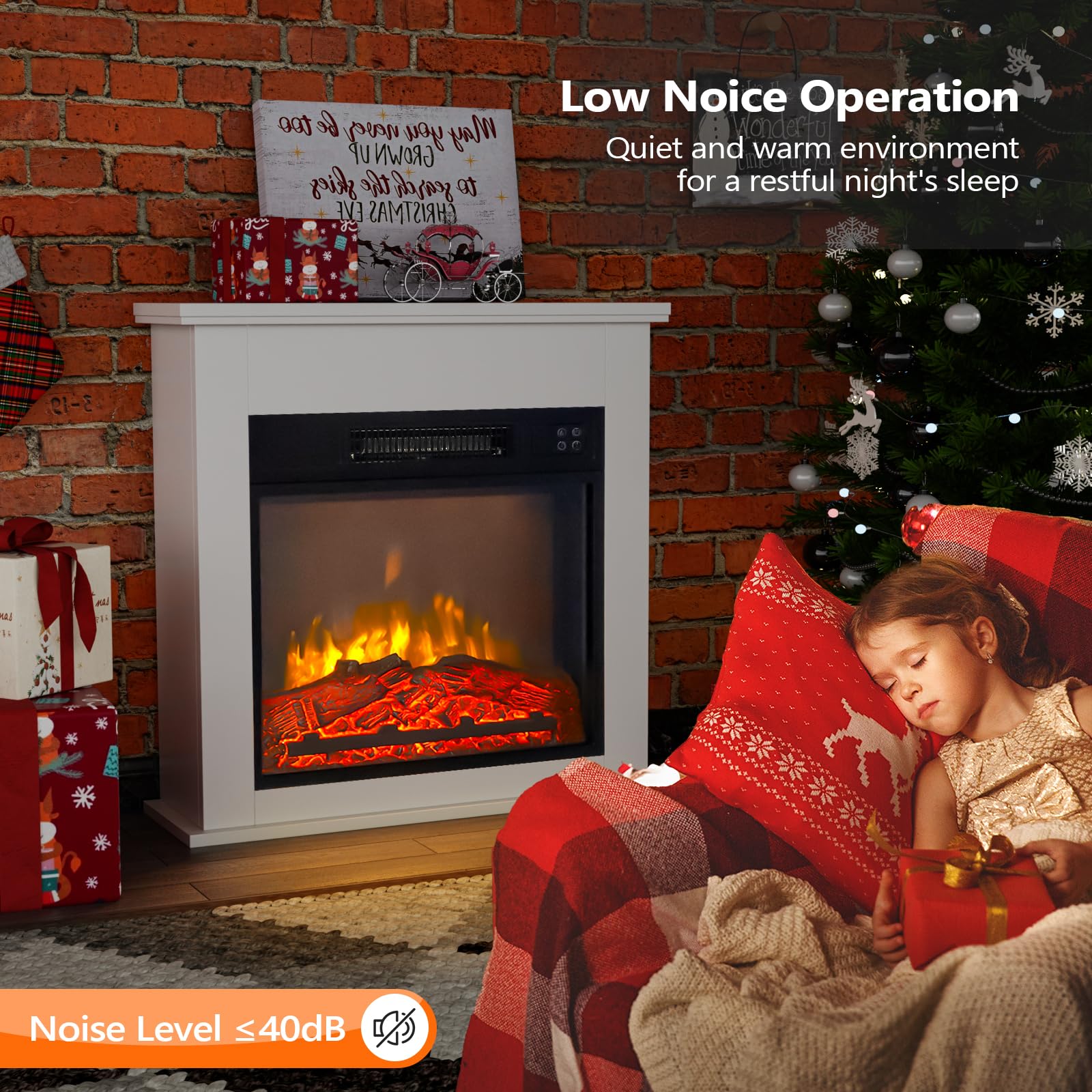 ROVSUN 25'' 1400W 120V Electric Fireplace with Mantel & Remote