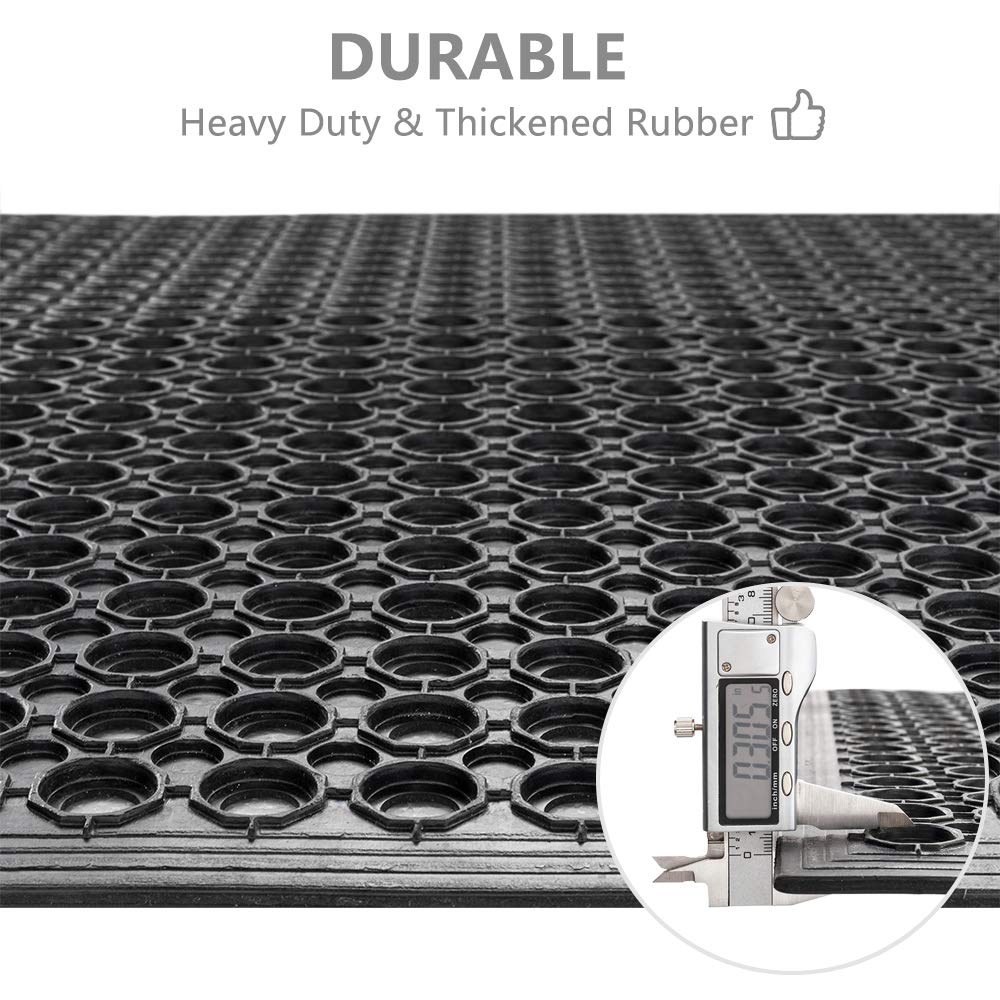 ROVSUN 24'' x 36''(2 x 3 FT) Rubber Floor Mat Anti-Fatigue Non-Slip with Holes