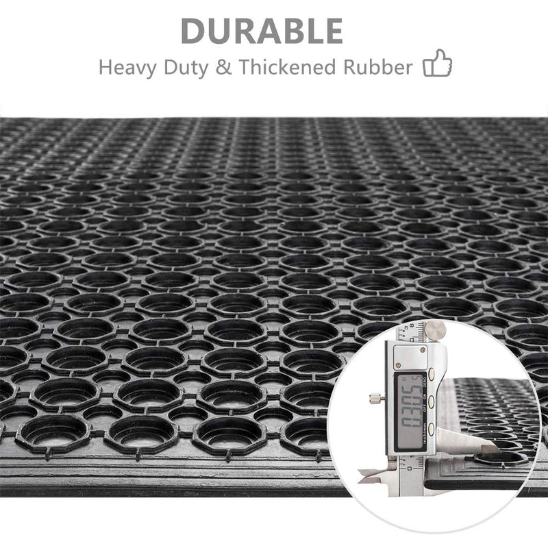 ROVSUN 24'' x 36''(2 x 3 FT) Rubber Floor Mat Anti-Fatigue Non-Slip Drainage Mat with Holes for Restaurant Kitchen