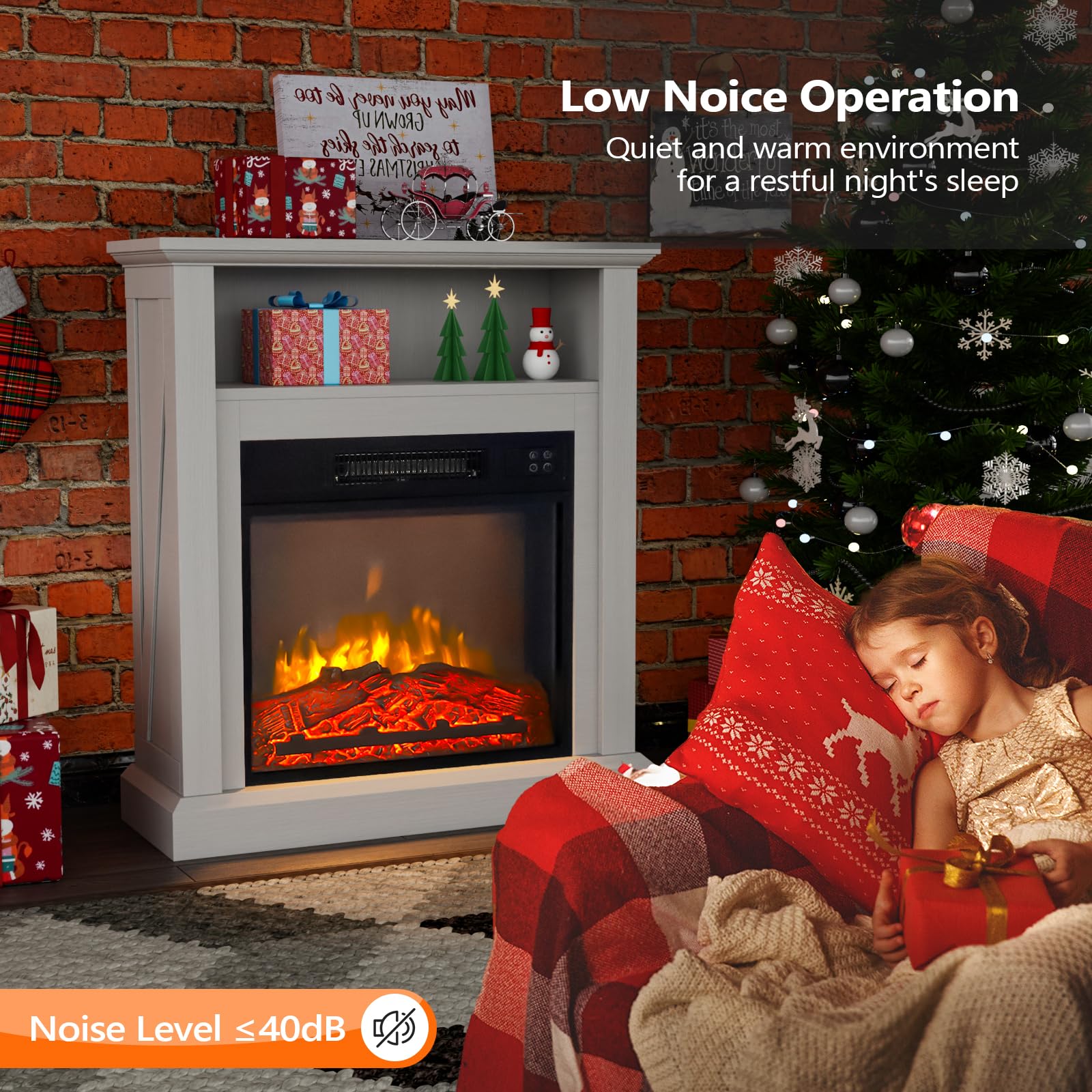 ROVSUN 30'' 1400W 120V Electric Fireplace with Mantel & Remote