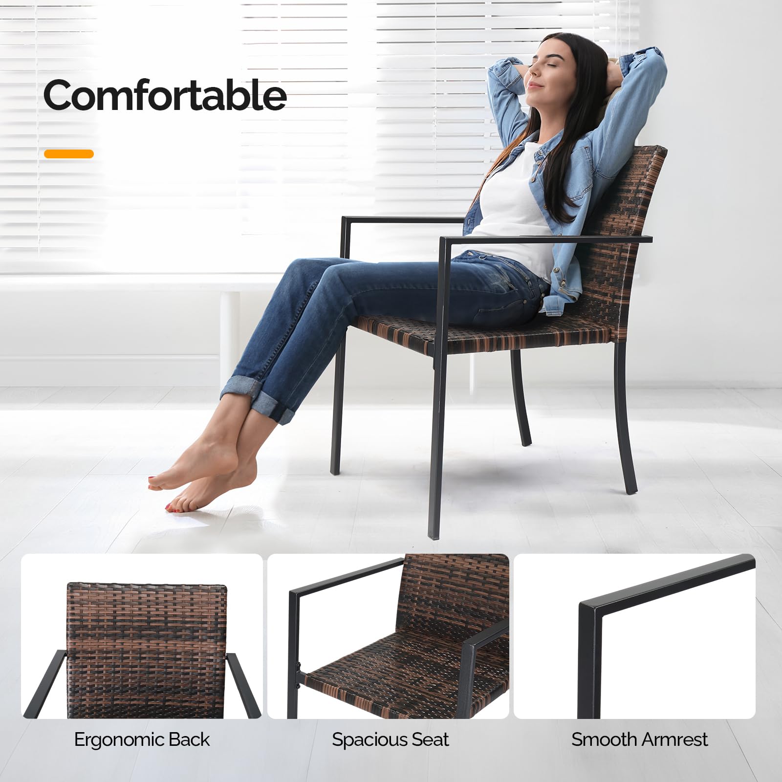 Wicker Outdoor Dining Chair Set Stackable