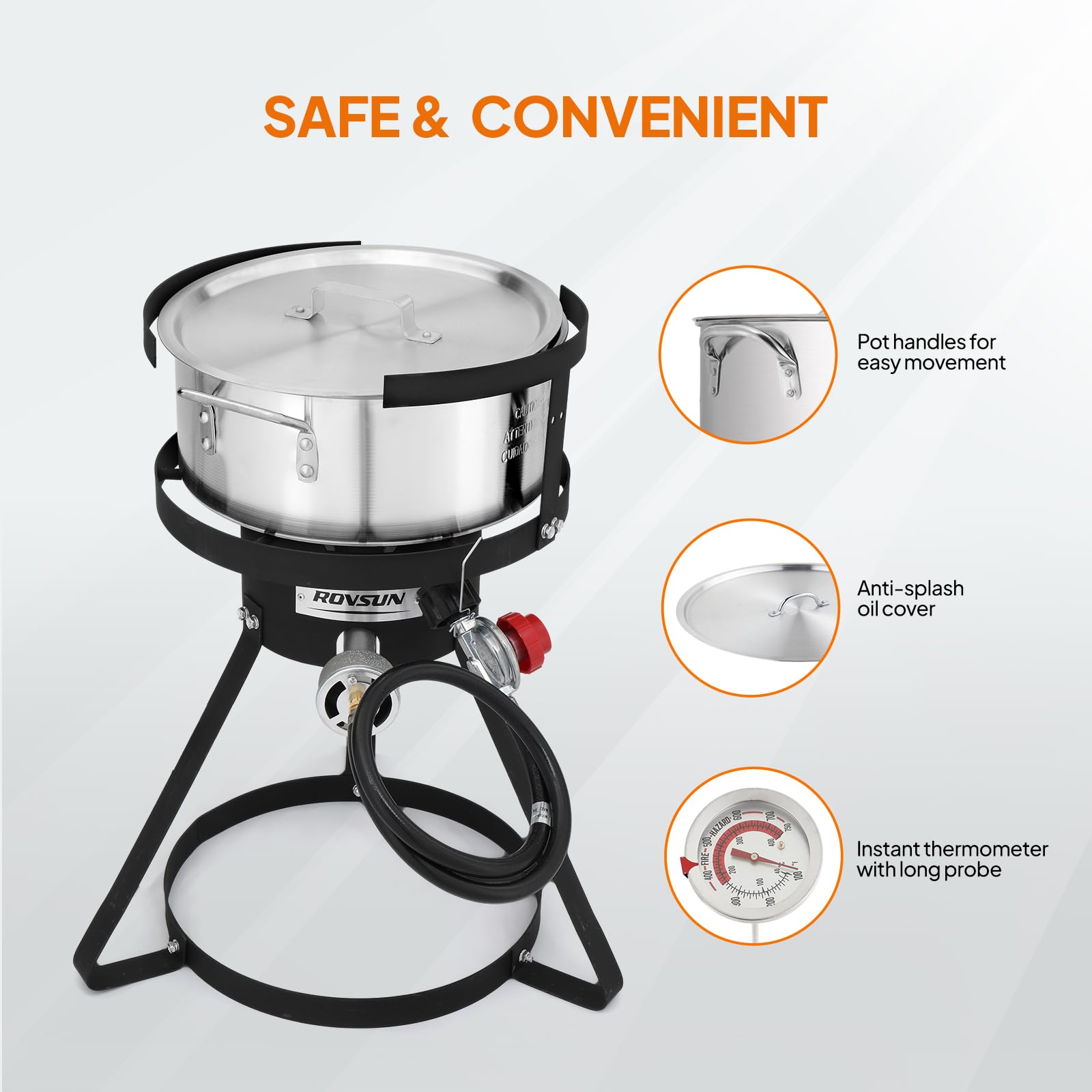 ROVSUN 10 QT Fish Fryer Pot with 55,000 BTU Propane Stove