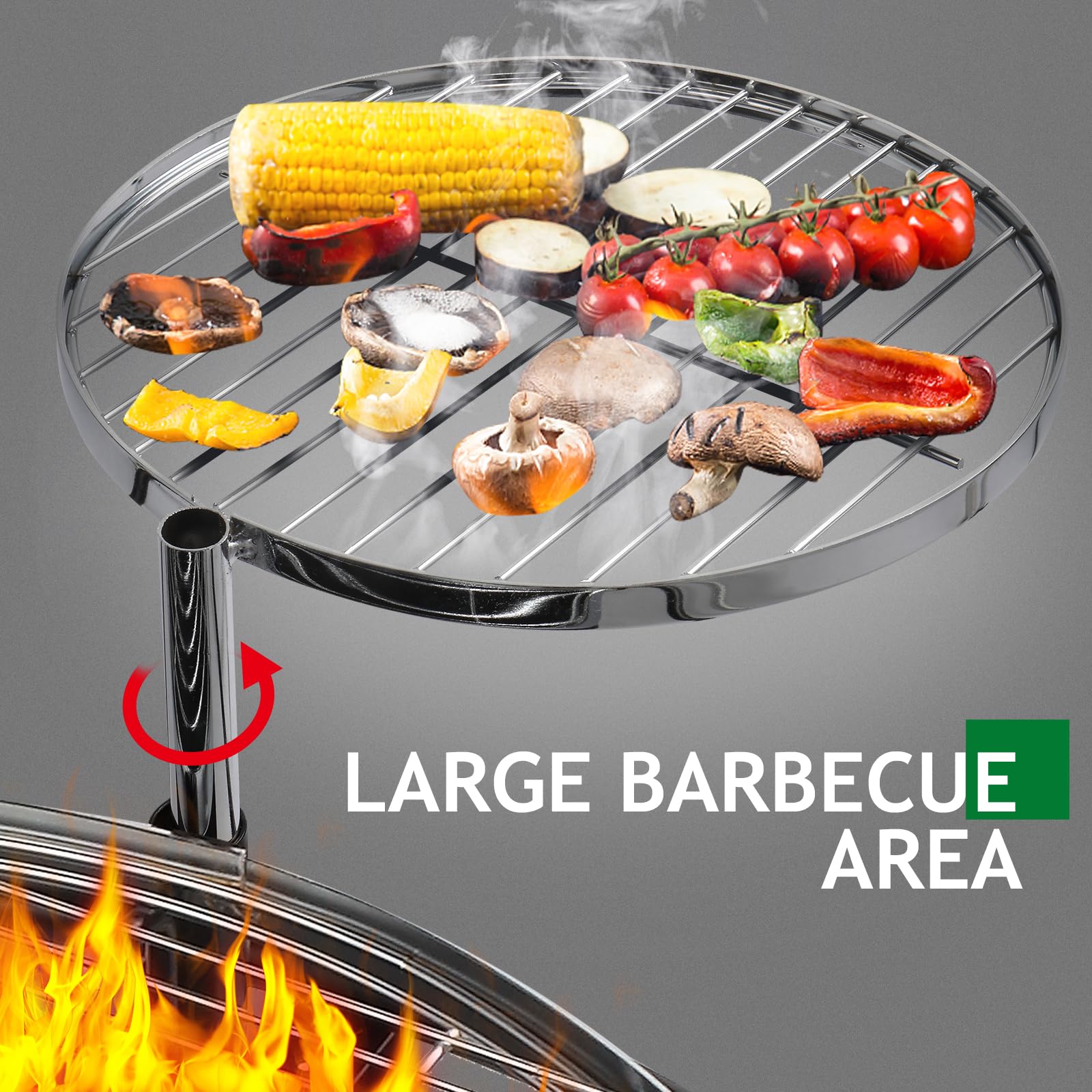 ROVSUN 33" 2 in 1 Wood Burning Fire Pits with Grills