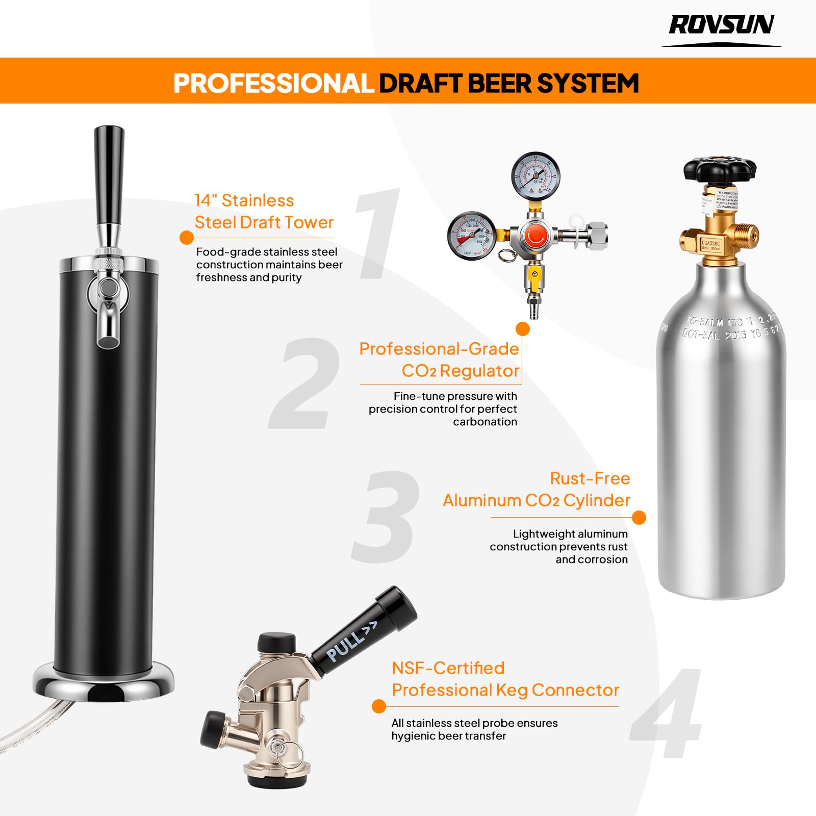 ROVSUN 5.4 Cu.Ft. Single Tap Kegerator Beer Dispenser Silver