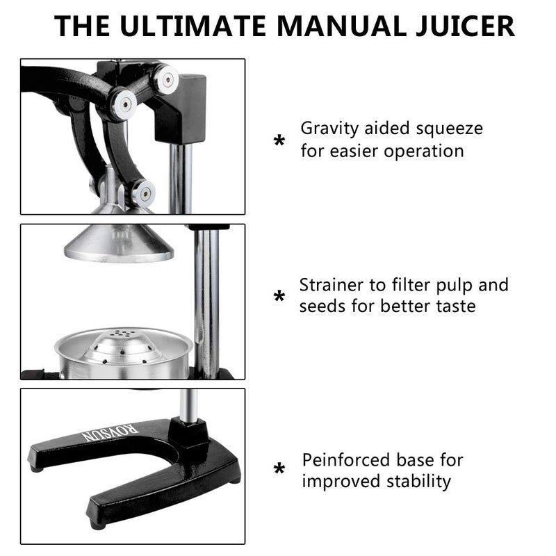 ROVSUN Commercial Manual Citrus Juicer Heavy Duty Black