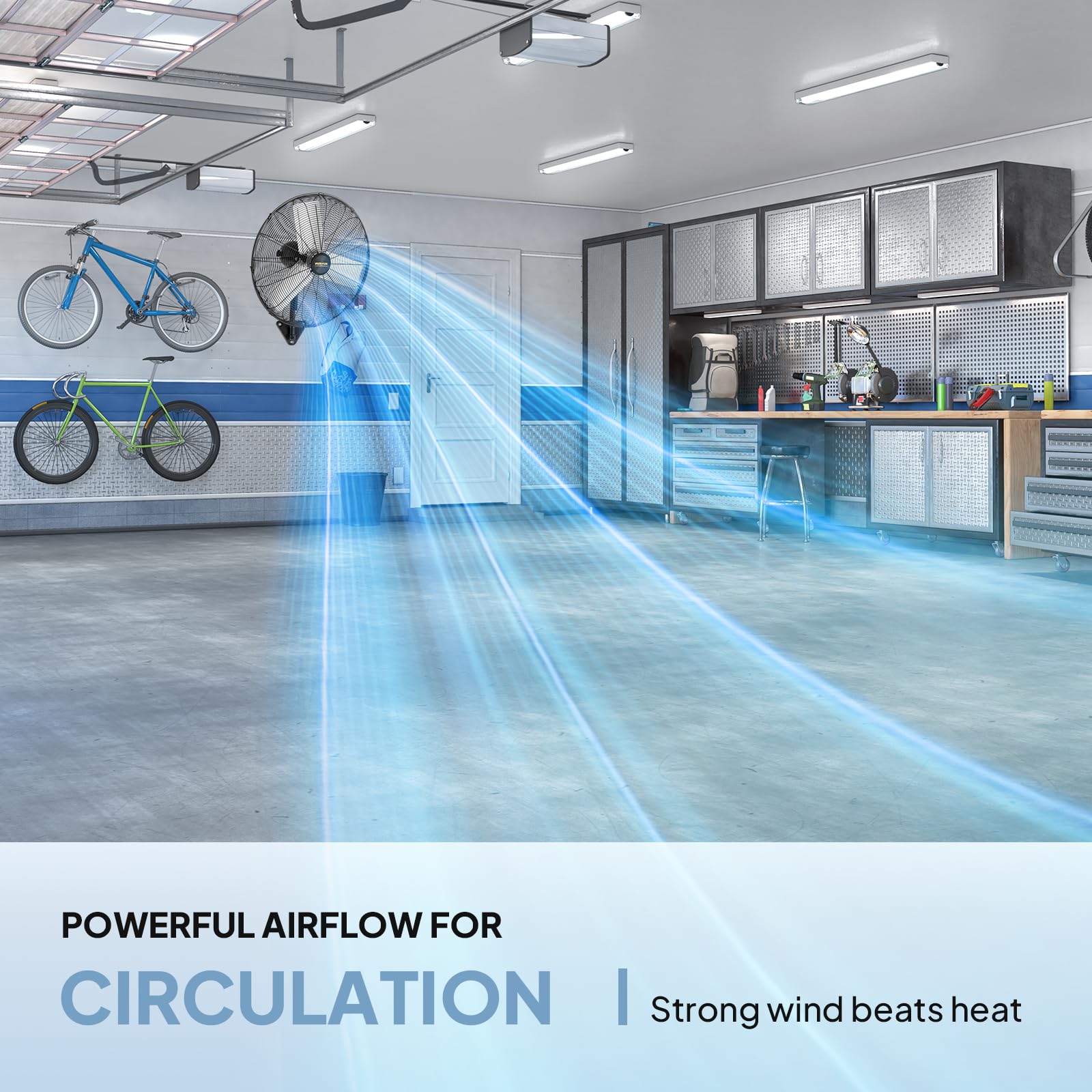 ROVSUN 30" 220W 110V Industrial Wall Mounted Fan for Garage, Gym