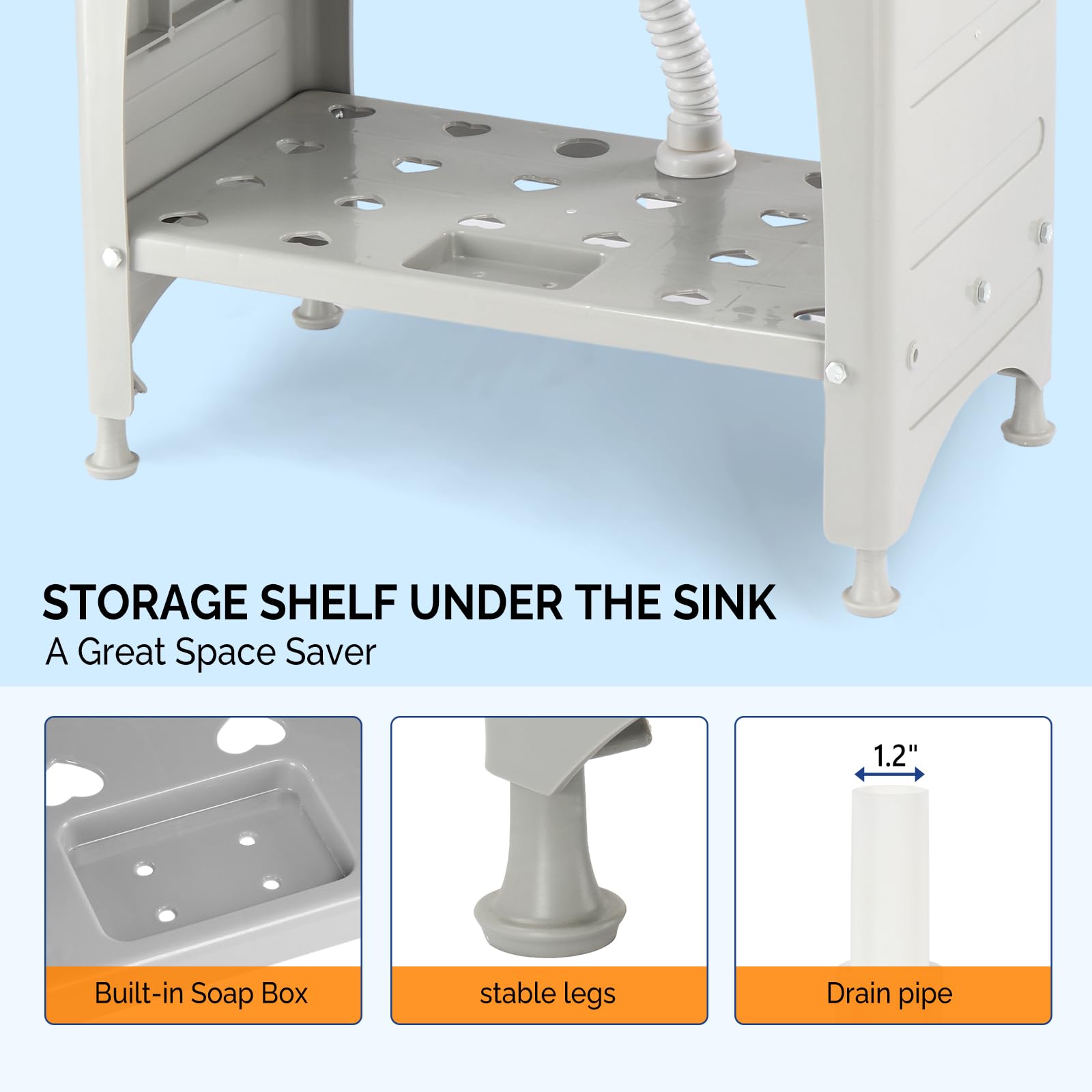 ROVSUN 32" x 22" Utility Sink Laundry Tub with Hot & Cold Faucet Gray