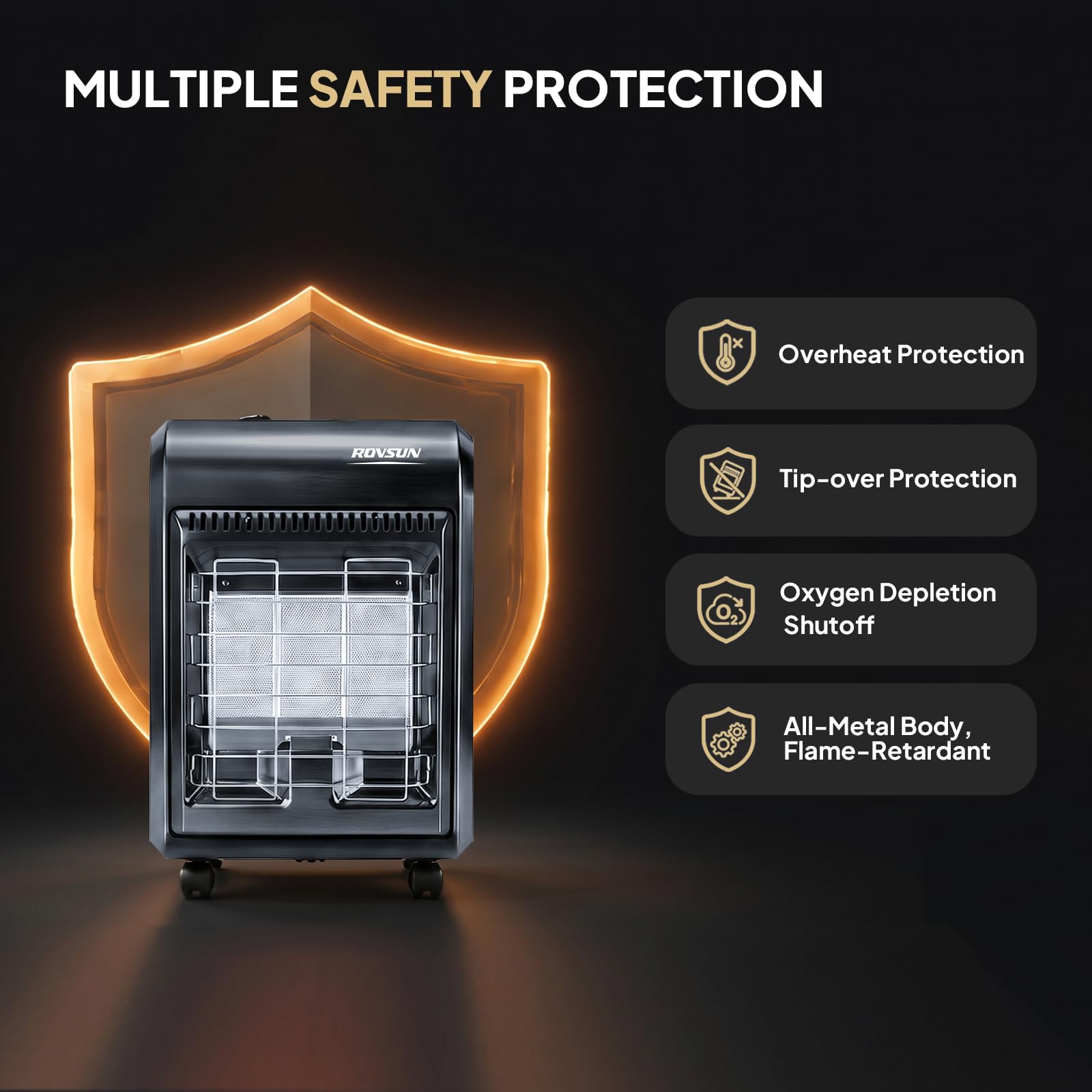 ROVSUN 18000 BTU Propane Heater Radiant with Regulator & Hose