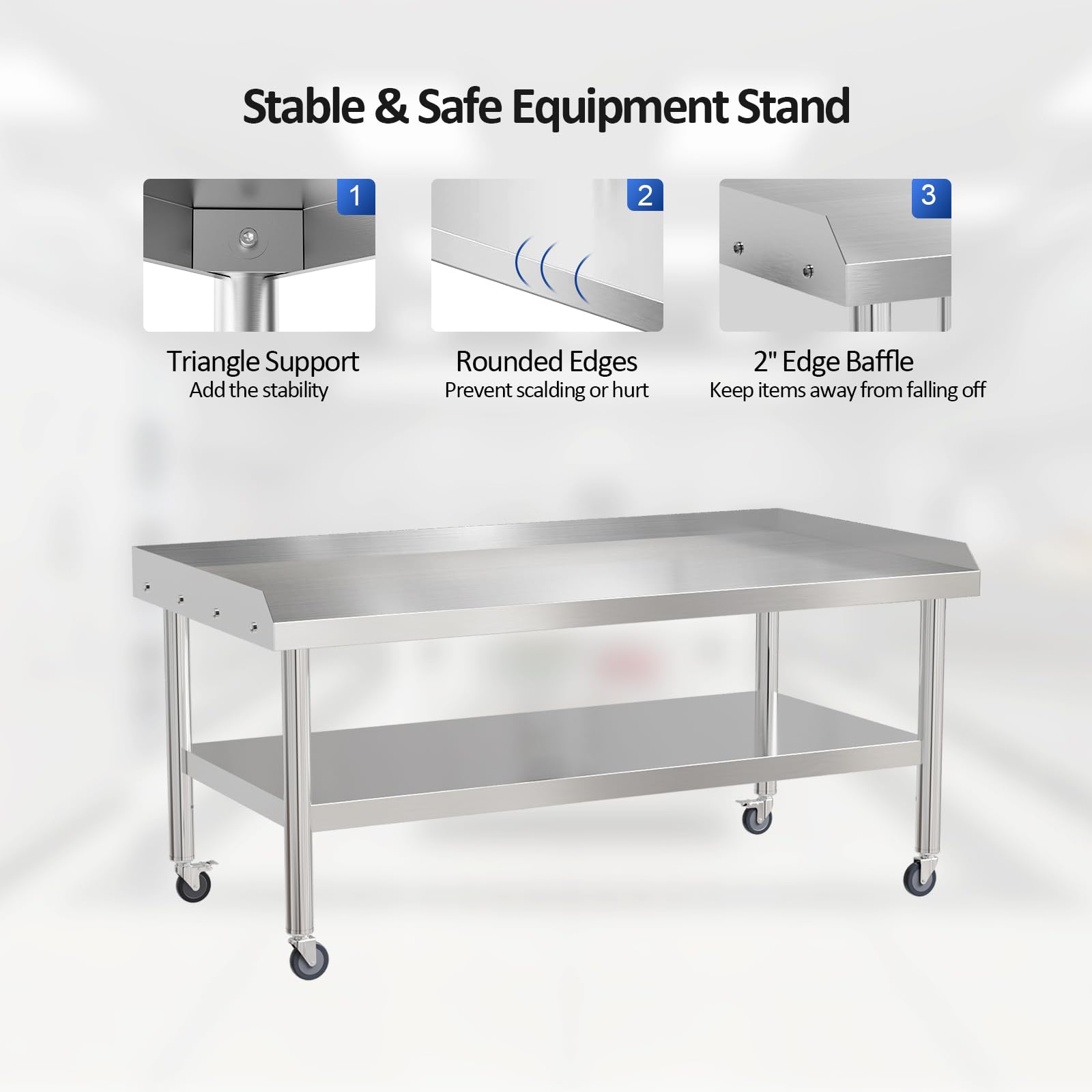 ROVSUN 60" x 30" Stainless Steel Equipment Stand with Wheels