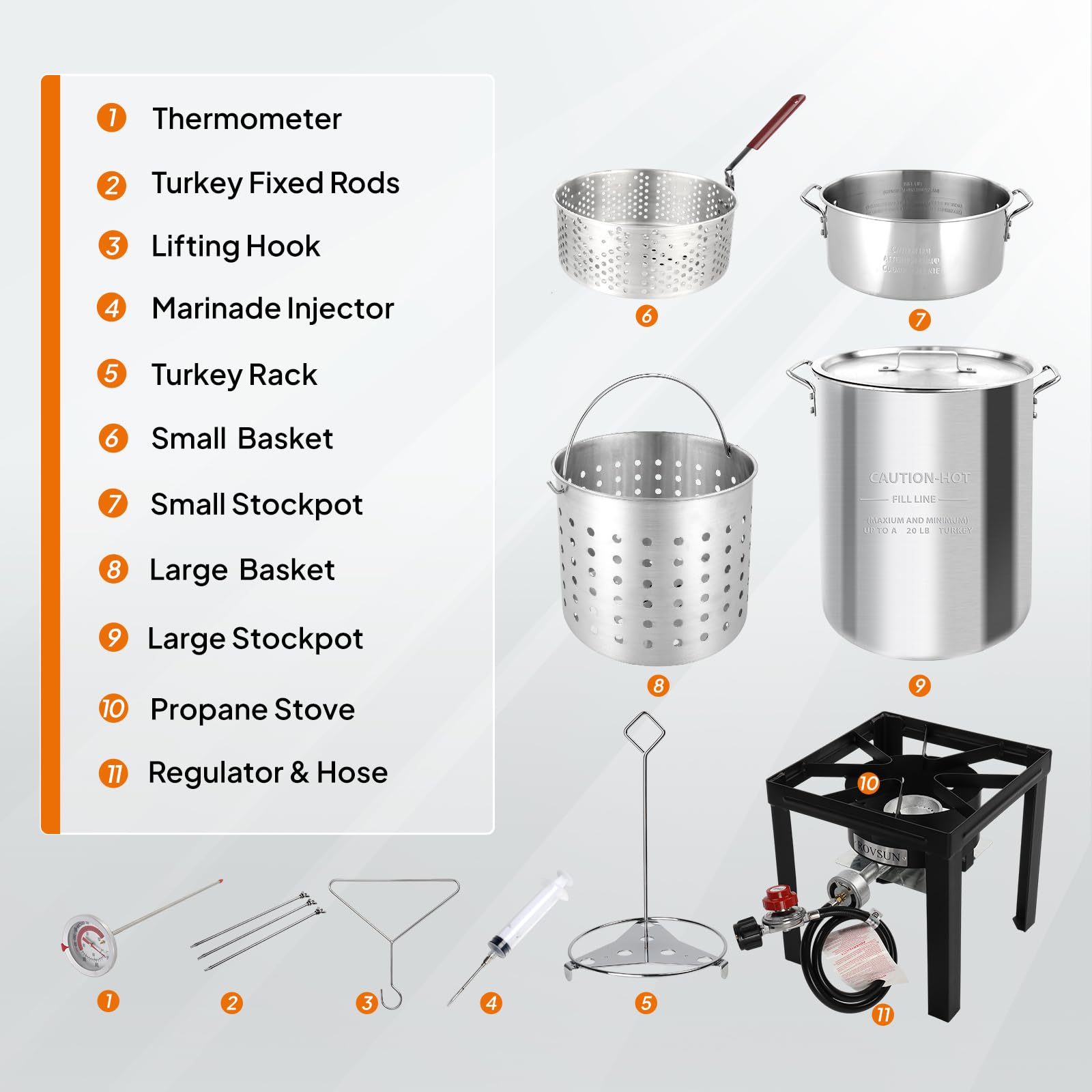 ROVSUN 30 QT Turkey Fryer & 10 QT Fish Fryer Kit with 55,000 BTU Propane Stove