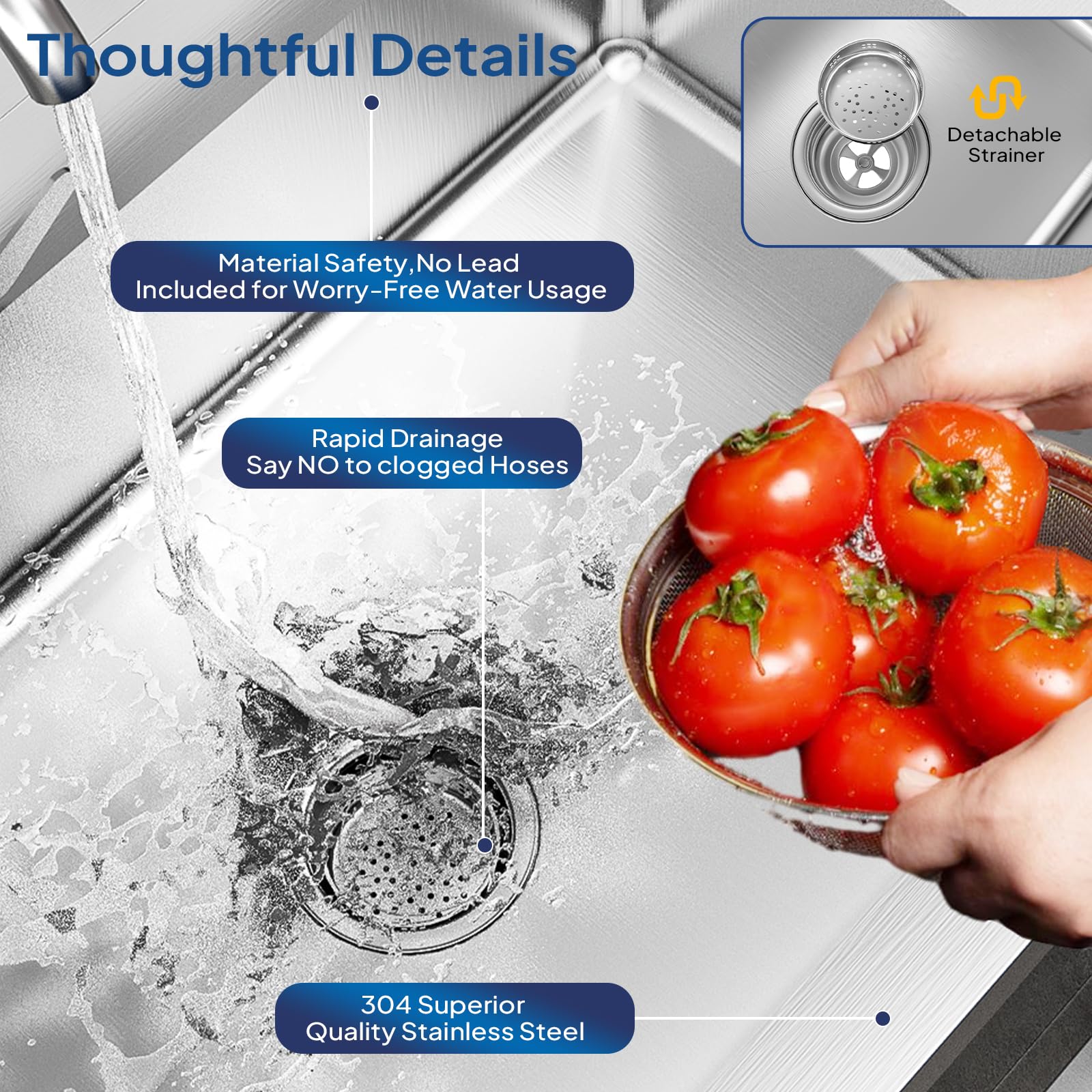 ROVSUN 46" x 22" Stainless Steel Utility Sink with Cabinet