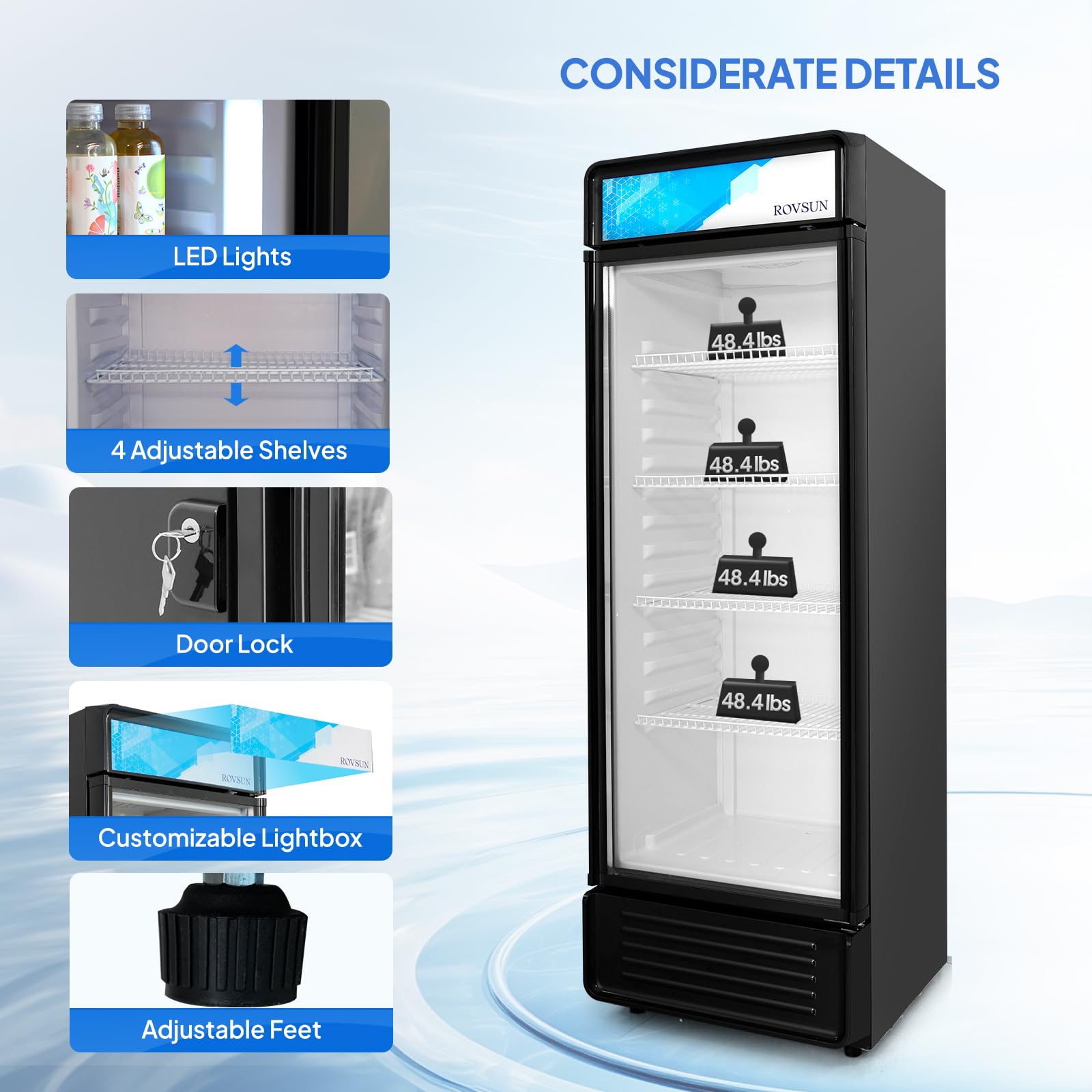 ROVSUN 25" 12.2 Cu.Ft. 280W 115V Black Beverage Refrigerator