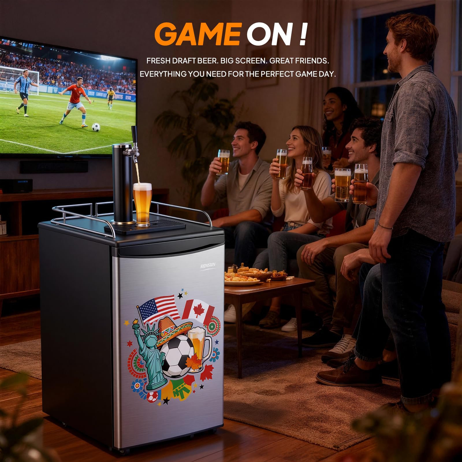 ROVSUN 5.4 Cu.Ft. Single Tap Kegerator Beer Dispenser Silver