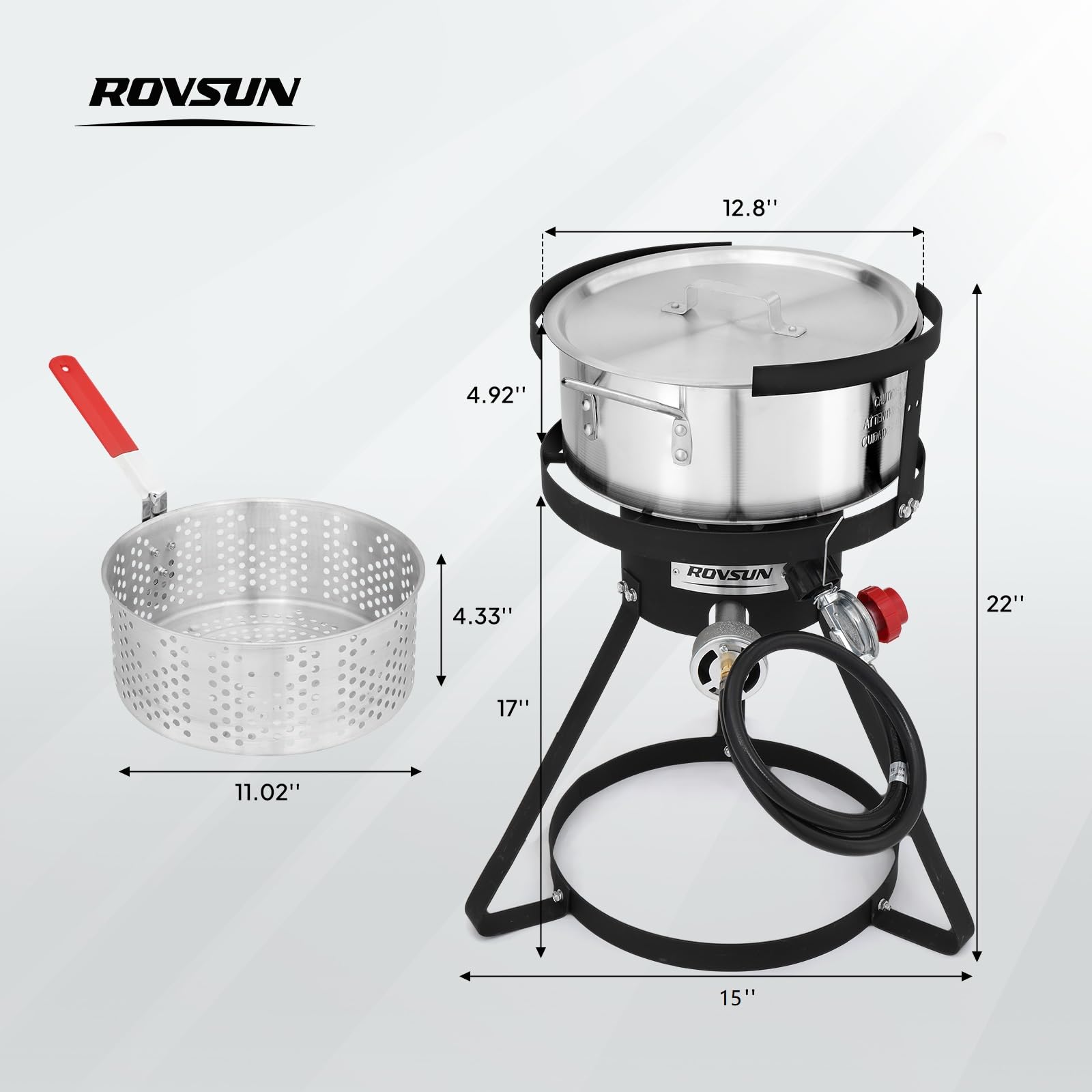 ROVSUN 10 QT Fish Fryer Pot with 55,000 BTU Propane Stove