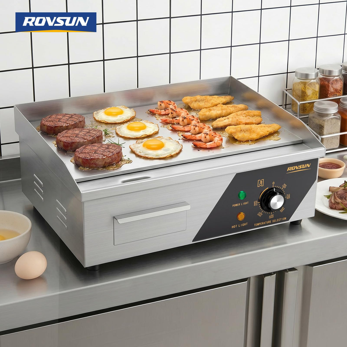 ROVSUN 18" 1500W 110V Commercial Electric Griddle Countertop