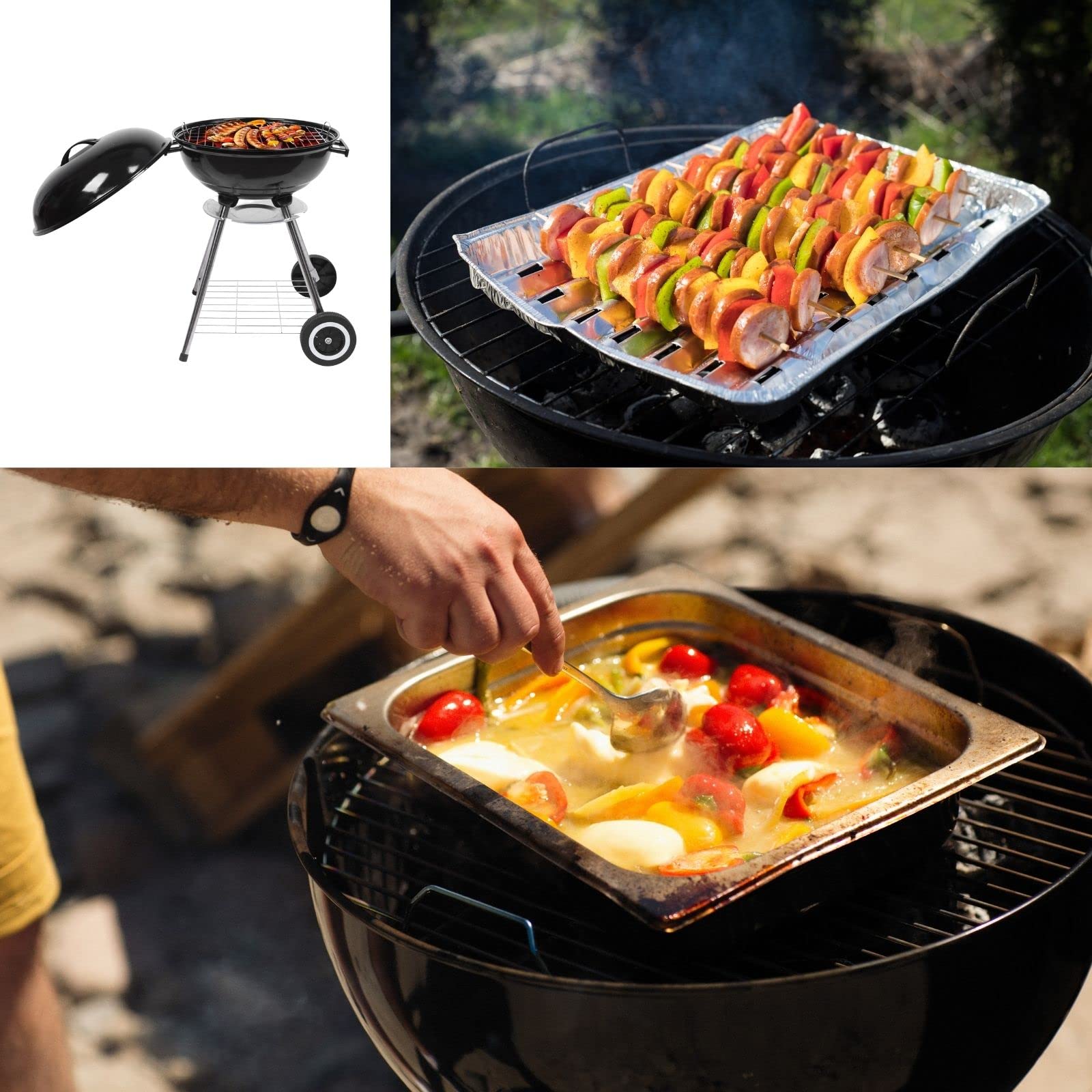 ROVSUN 18" Charcoal Grill with Wheels and Storage Holder