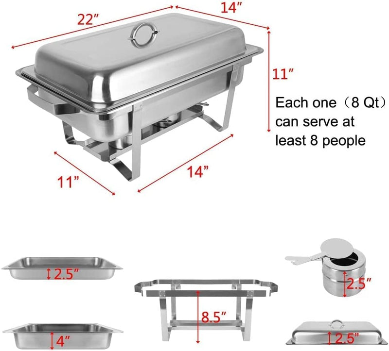 ROVSUN 4 Rectangular 8 QT Chafing Dish Buffet Set + 2 Round 5QT Chaffi
