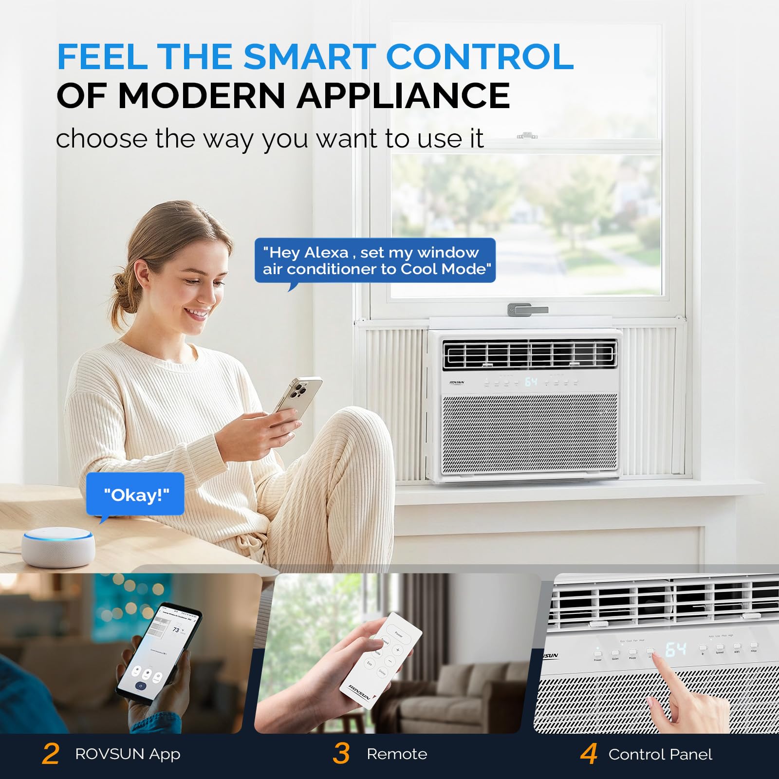 ROVSUN 8000 BTU 115V Inverter Window Air Conditioner with Heat & Install Kit