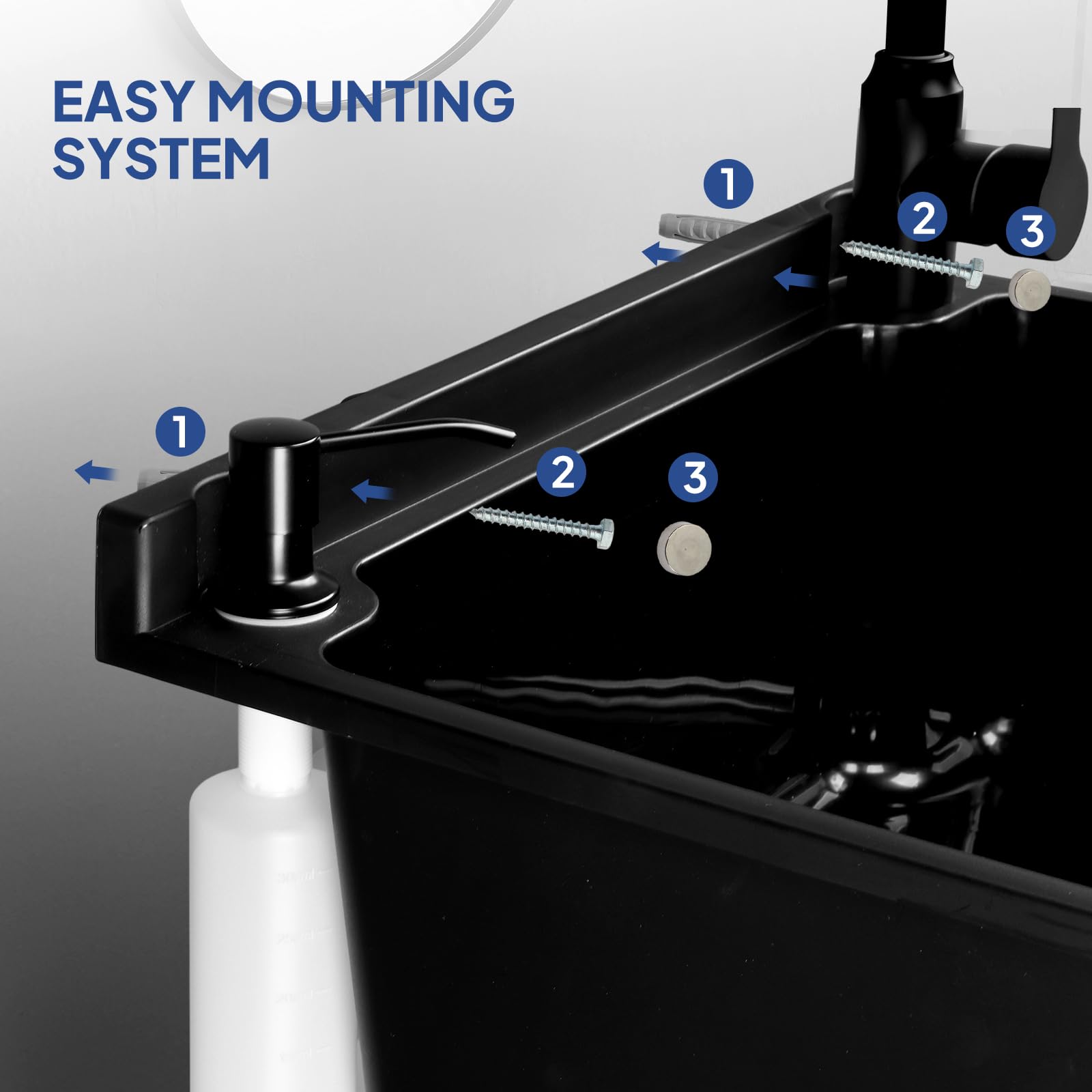 ROVSUN 20" x 17" Plastic Wall-Mounted Utility Sink with Wall Bracket Black