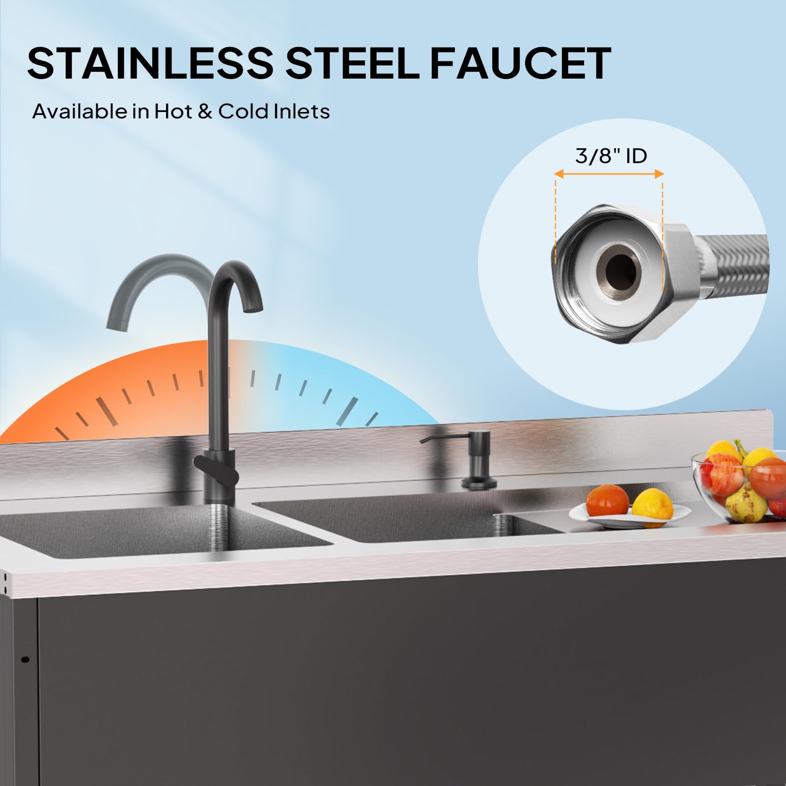 ROVSUN 48" x 24" Stainless Steel Double Bowl Utility Sink with Faucet