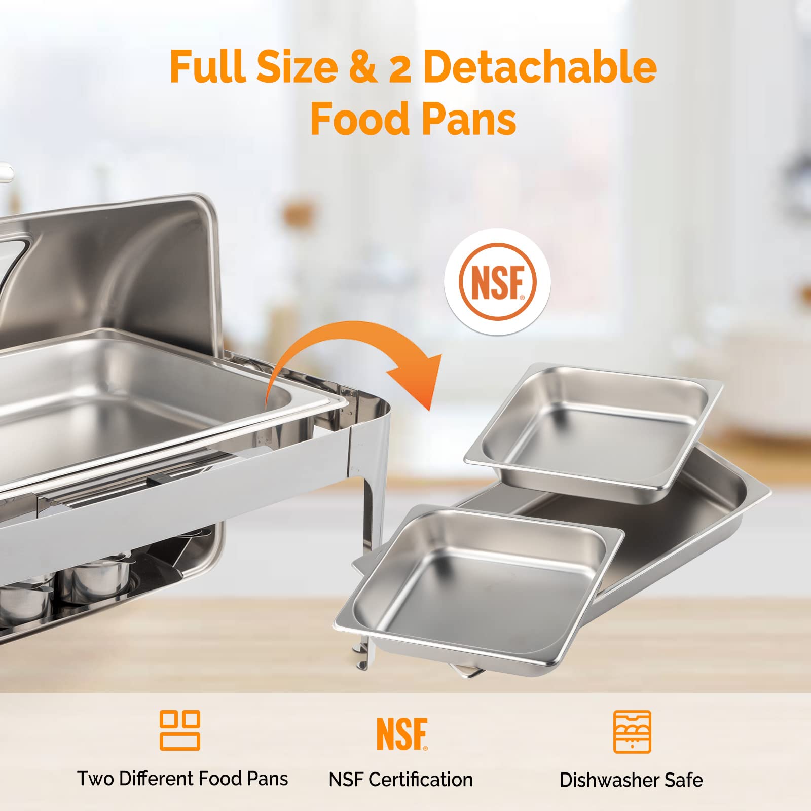ROVSUN 9 QT 2 In 1 Fuel & Electric Roll Top Chafing Dish Set