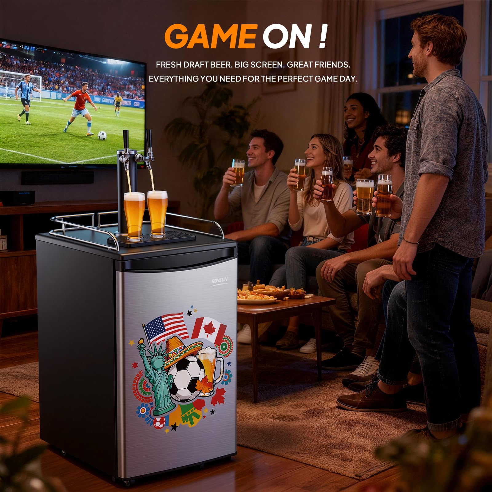 ROVSUN 5.4 Cu.Ft. Dual Tap Kegerator Beer Dispenser Black