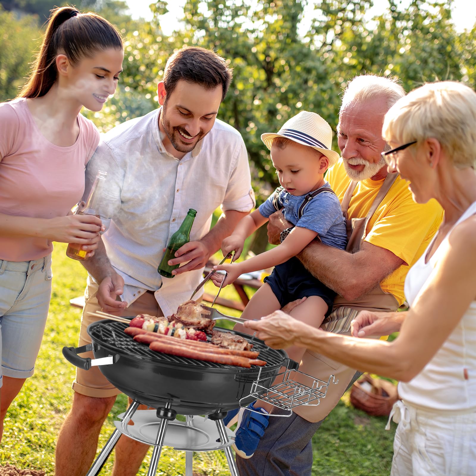 ROVSUN 22" Charcoal Grill with Wheels and Storage Holder