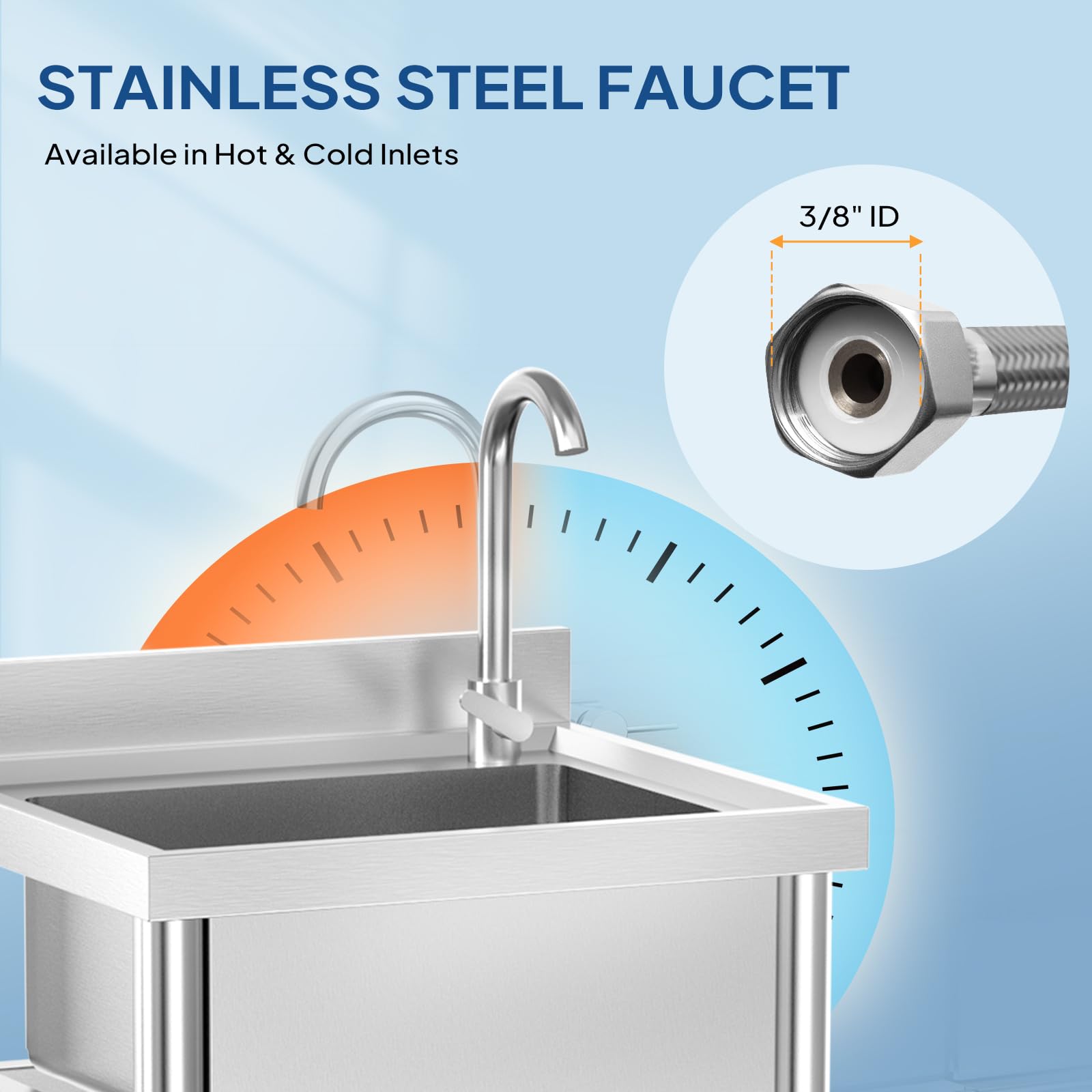 ROVSUN 22" x 20" One Bowl Stainless Steel Sink with Faucet