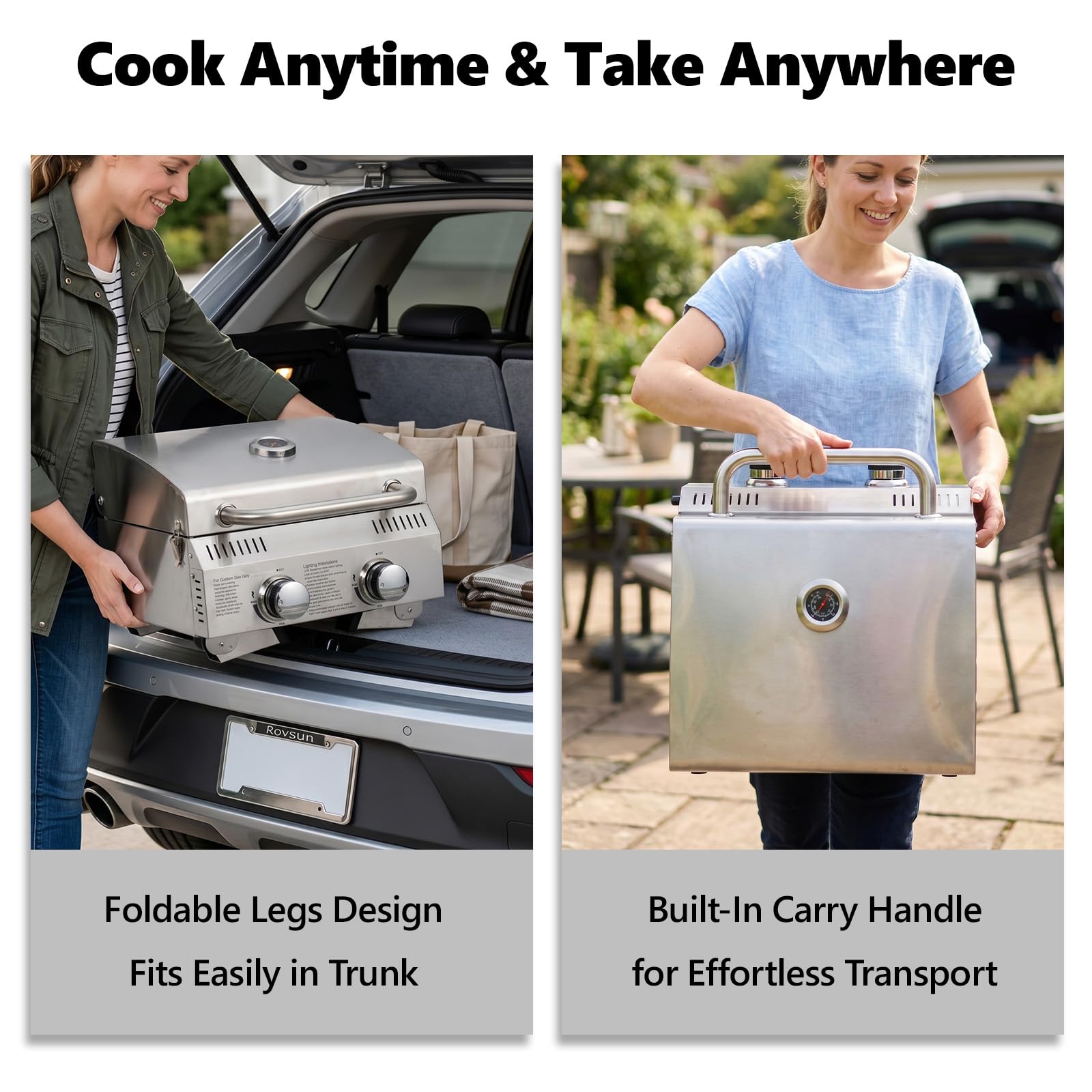 ROVSUN 2-Burner 20000 BTU Portable Propane Grill Tabletop with Igniter