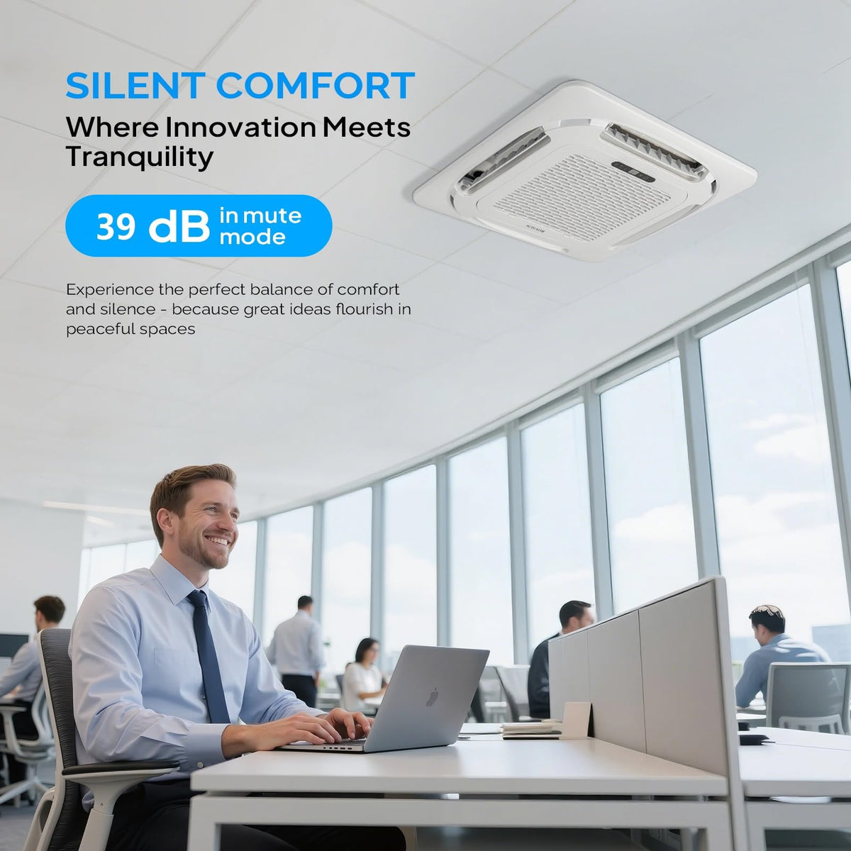 ROVSUN 12000 BTU 21 SEER2 230V Ceiling Cassette Mini Split AC with Heat Pump & Install Kit