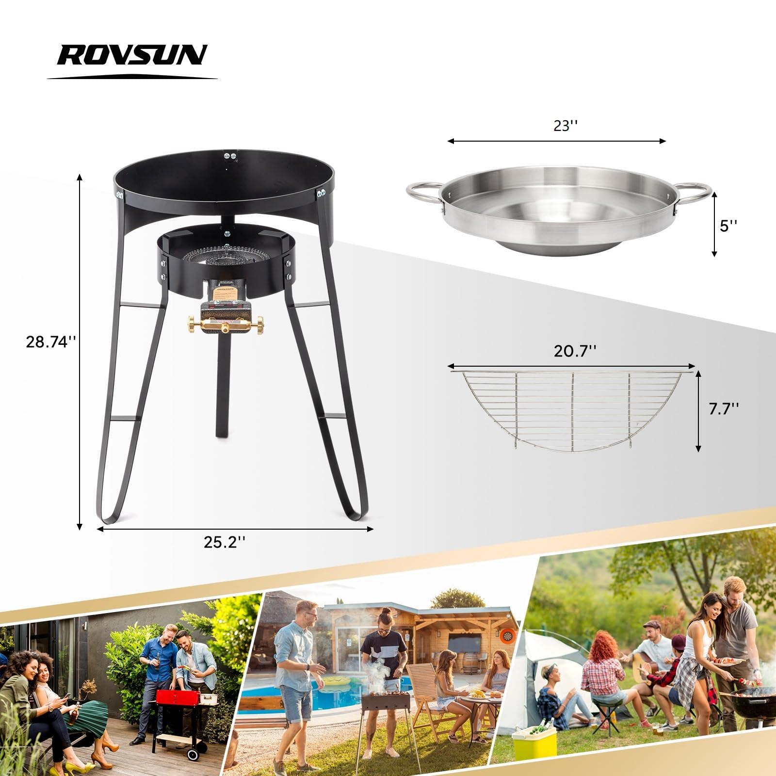 ROVSUN 23" Concave Comal Set with 80,000 BTU Propane Stove