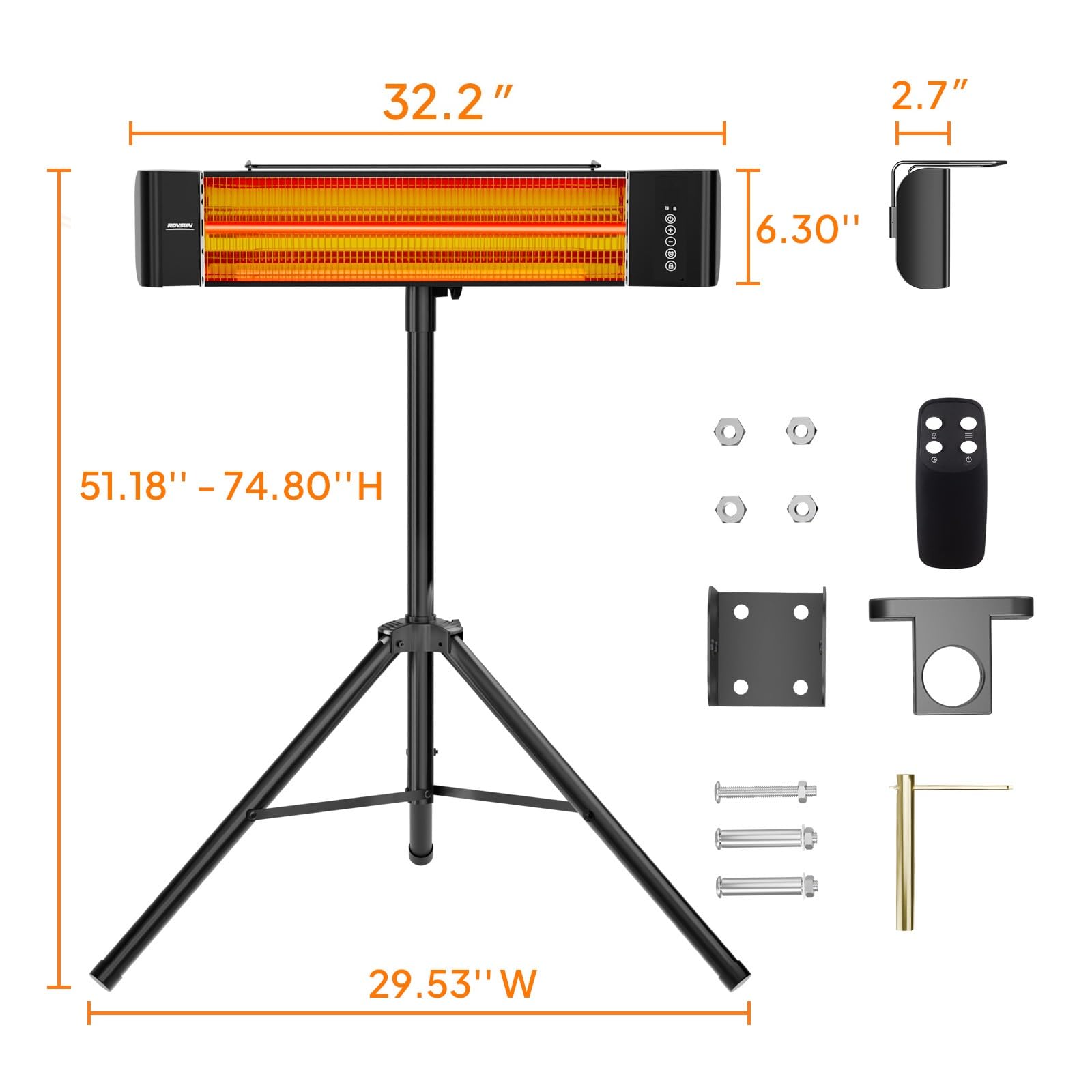 ROVSUN 1500W 120V Electric Heater with Remote Control Freestanding