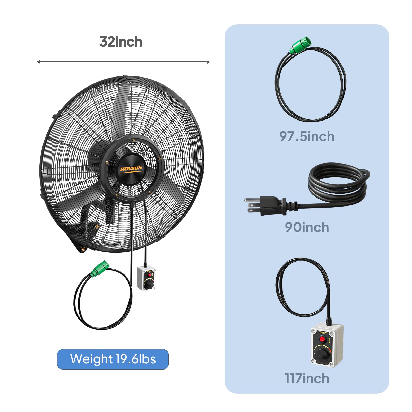 ROVSUN 30" 130W 110V Wall Mount Misting Fan