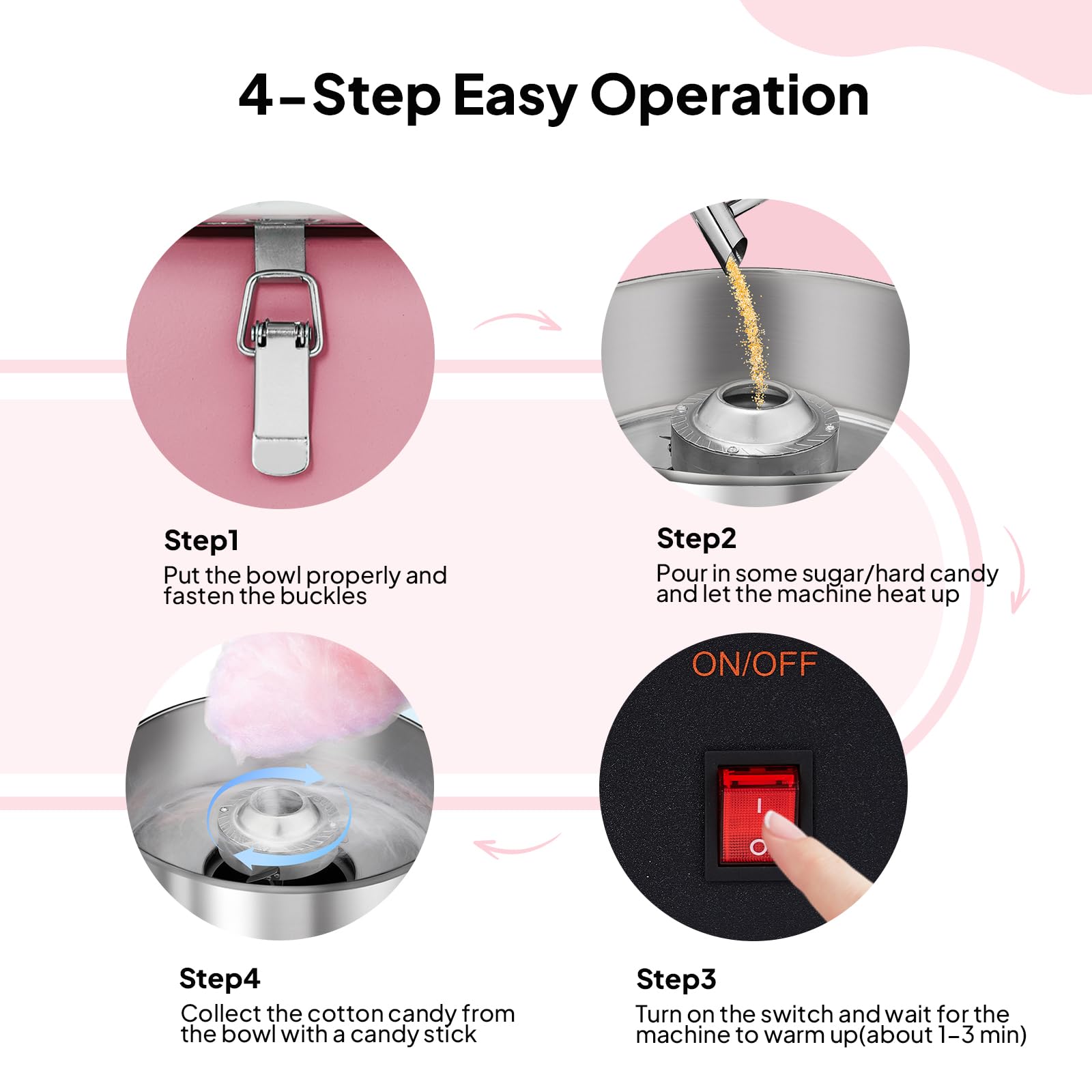 ROVSUN 15" Cotton Candy Machine Pink