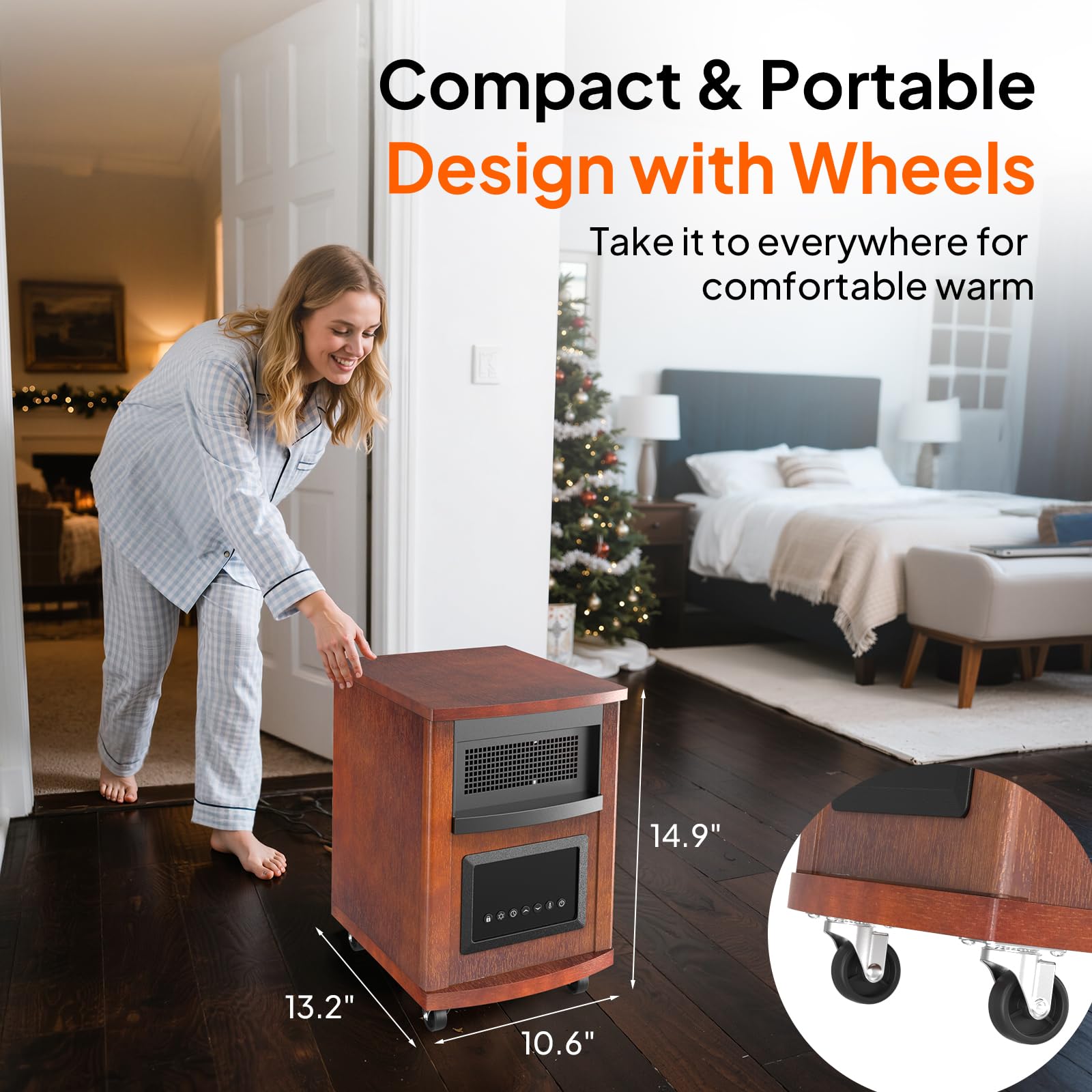 ROVSUN 1500W 120V Portable Quartz Infrared Heaters with Wheels