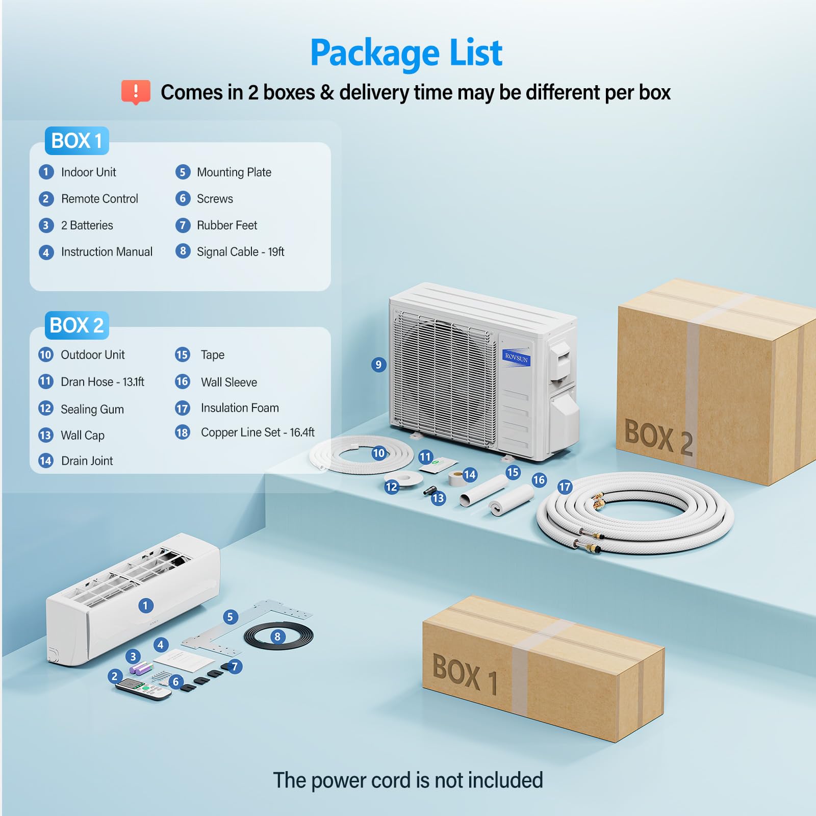 ROVSUN 11,500 BTU 17 SEER2 115V Mini Split Air Conditioner with Heat Pump Ductless Inverter & Install Kit