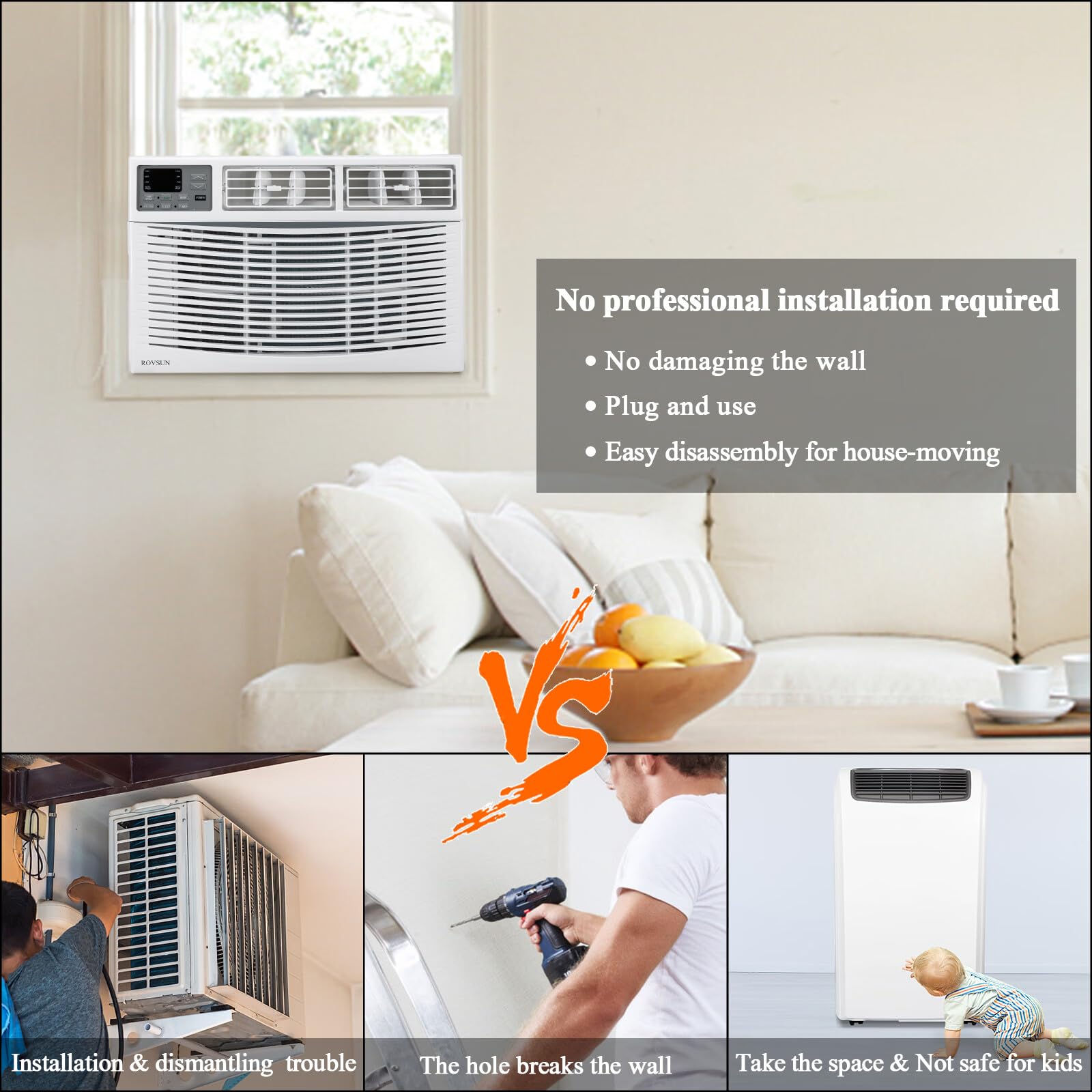 ROVSUN 8000 BTU 115V Window Air Conditioner with Install Kit-1